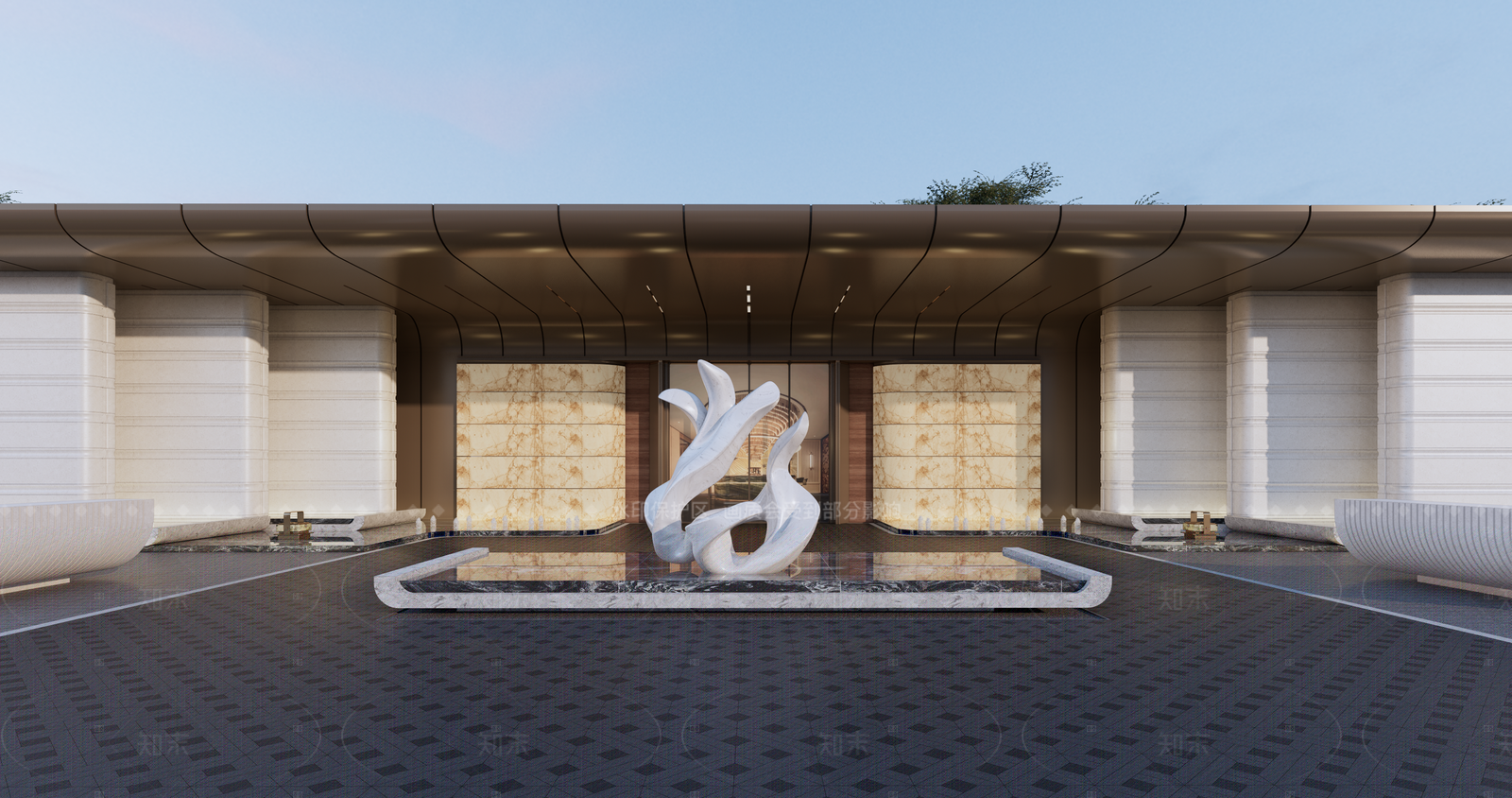 现代轻奢入口大门SU模型下载【ID:1205160193】