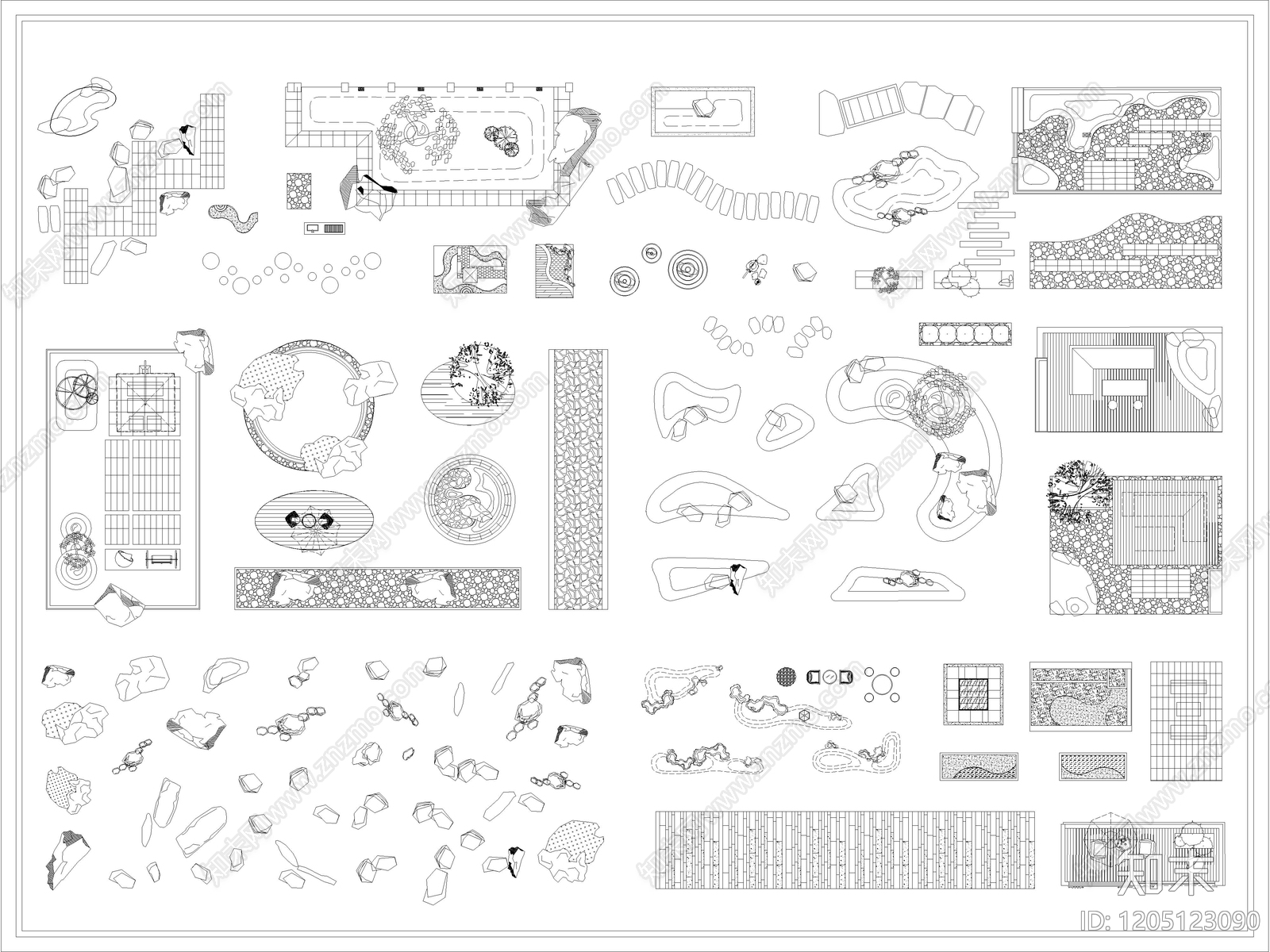 现代假山水景图库施工图下载【ID:1205123090】