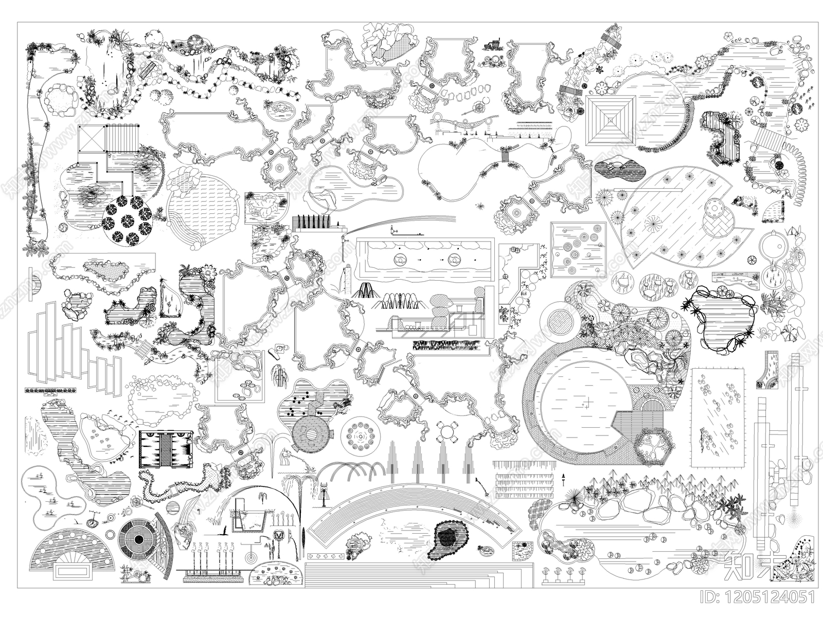 现代假山水景图库施工图下载【ID:1205124051】