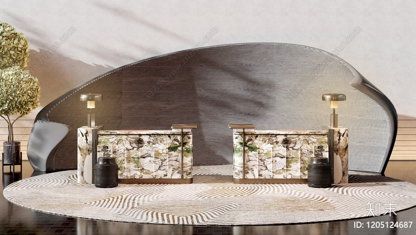 意式轻奢前台3D模型下载【ID:1205124687】