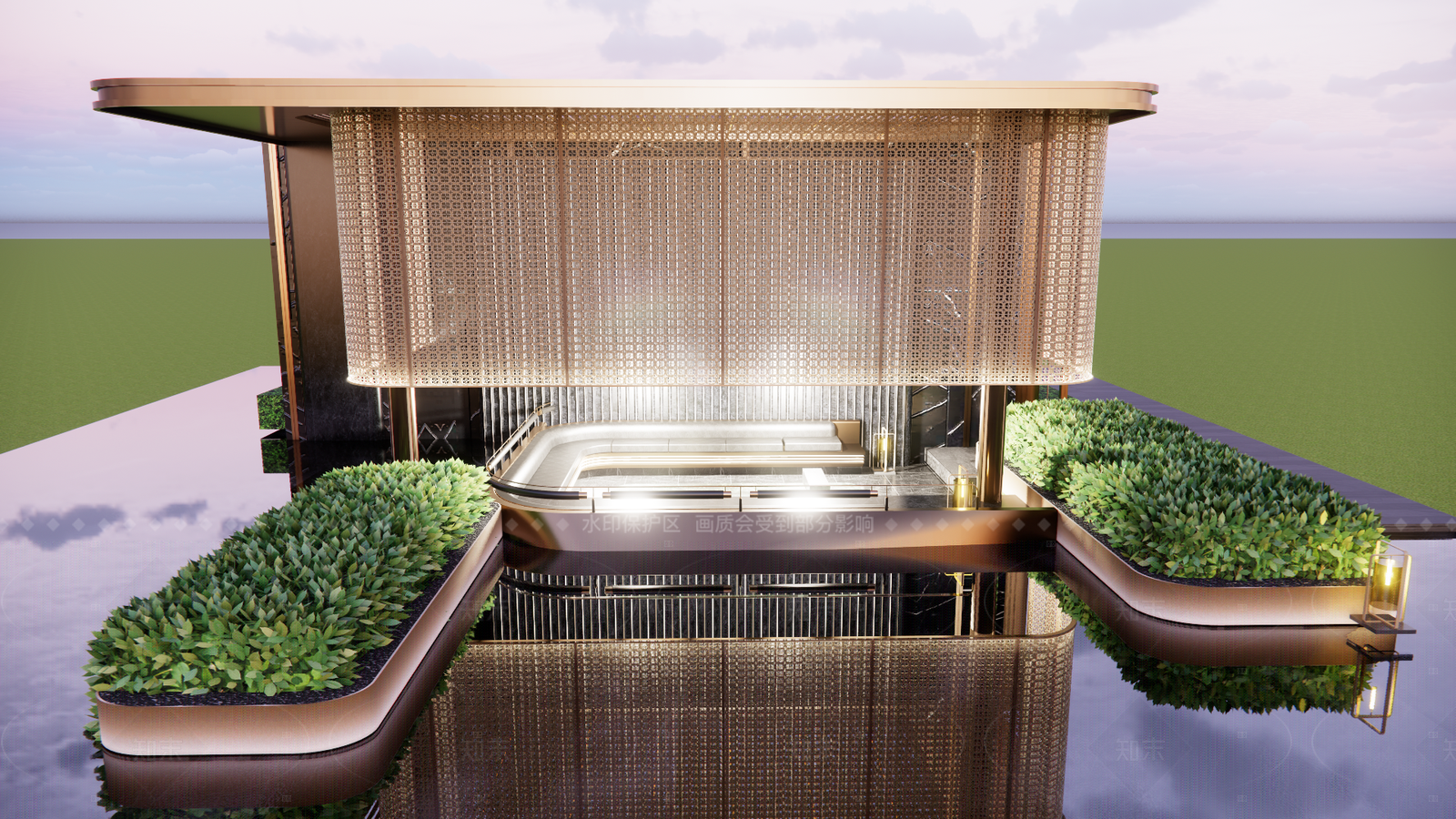 现代轻奢廊架SU模型下载【ID:1205127389】