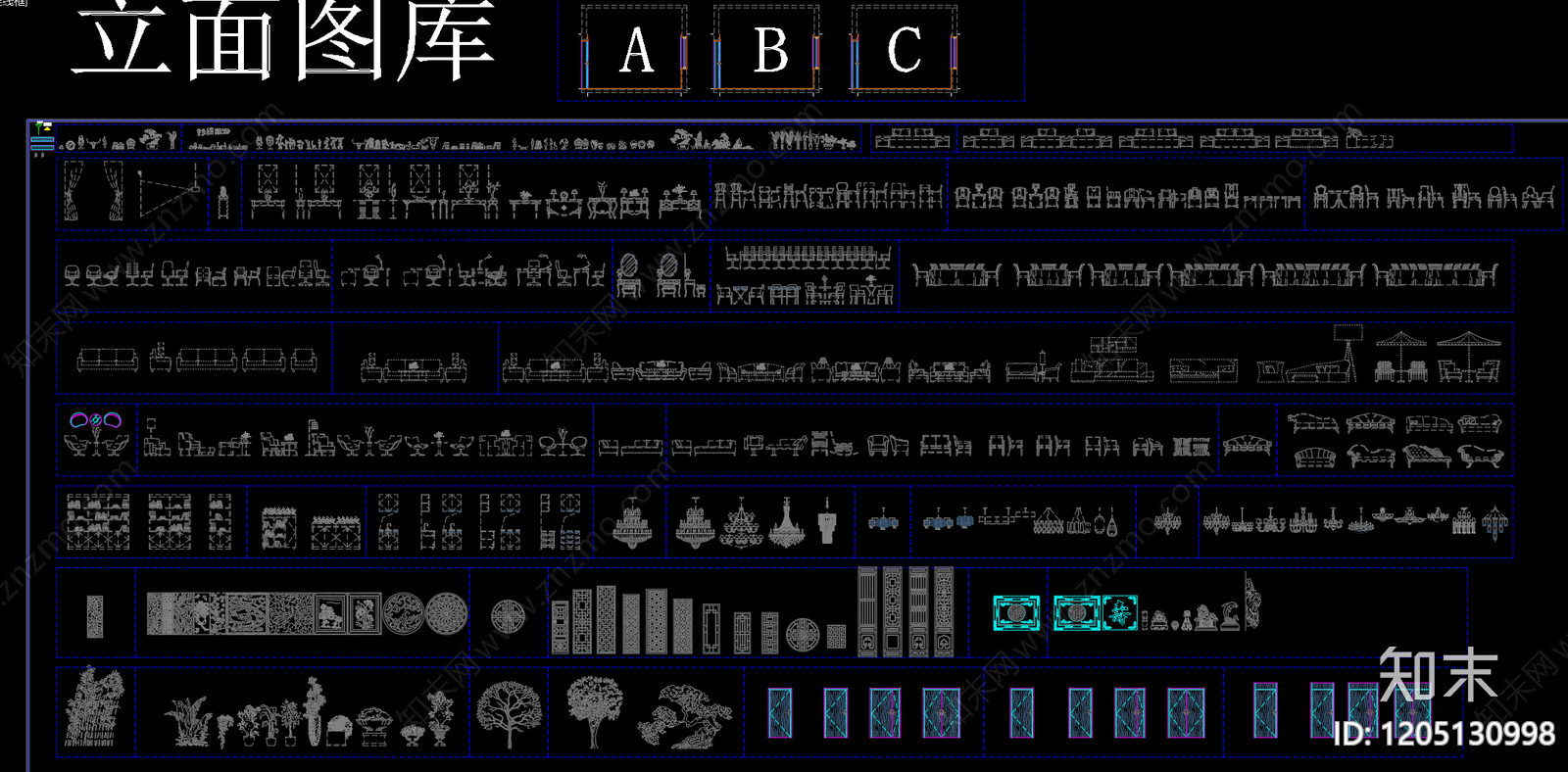 现代新中式工装综合图库cad施工图下载【ID:1205130998】