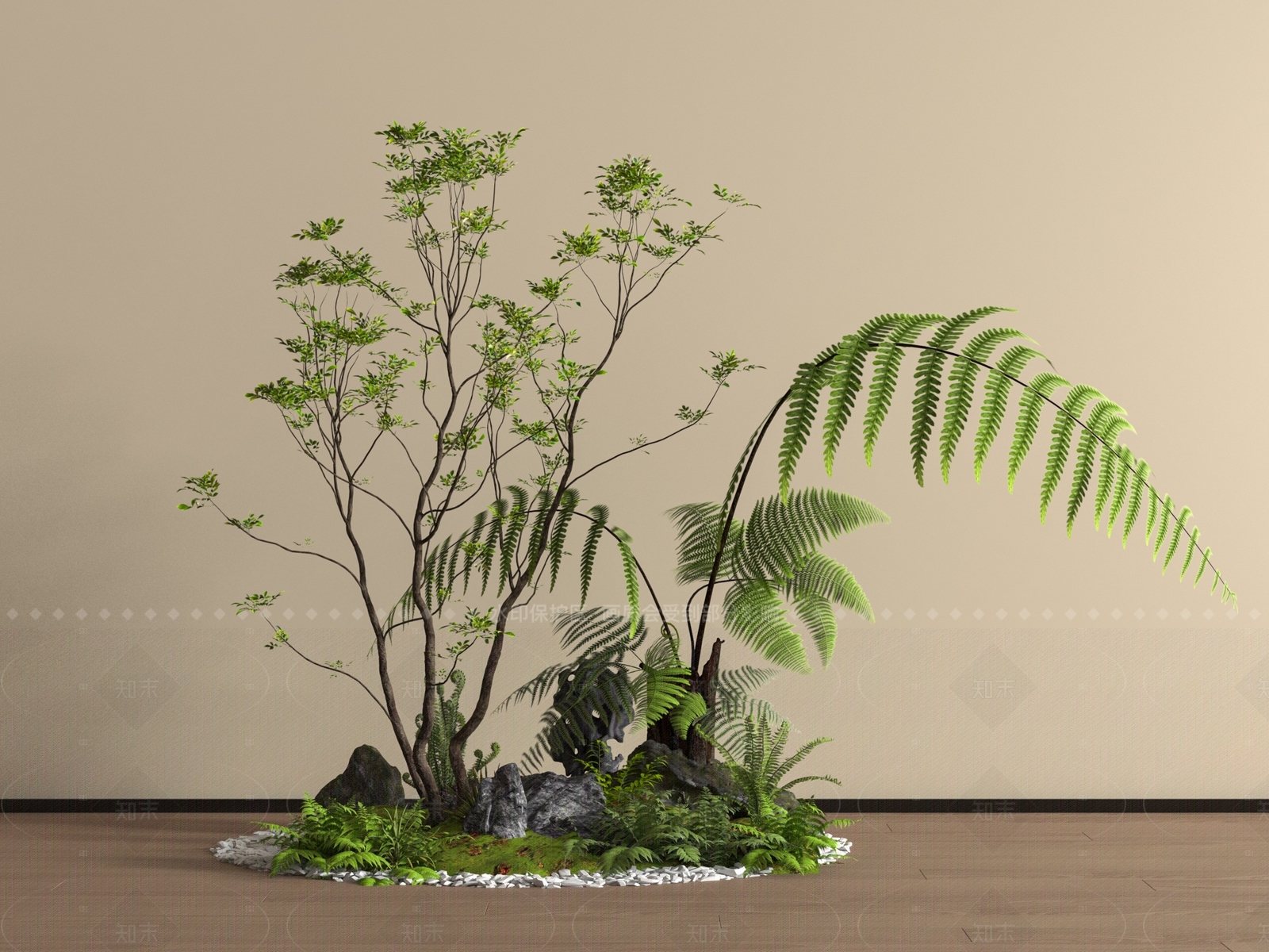 现代室内景观3D模型下载【ID:1205130792】