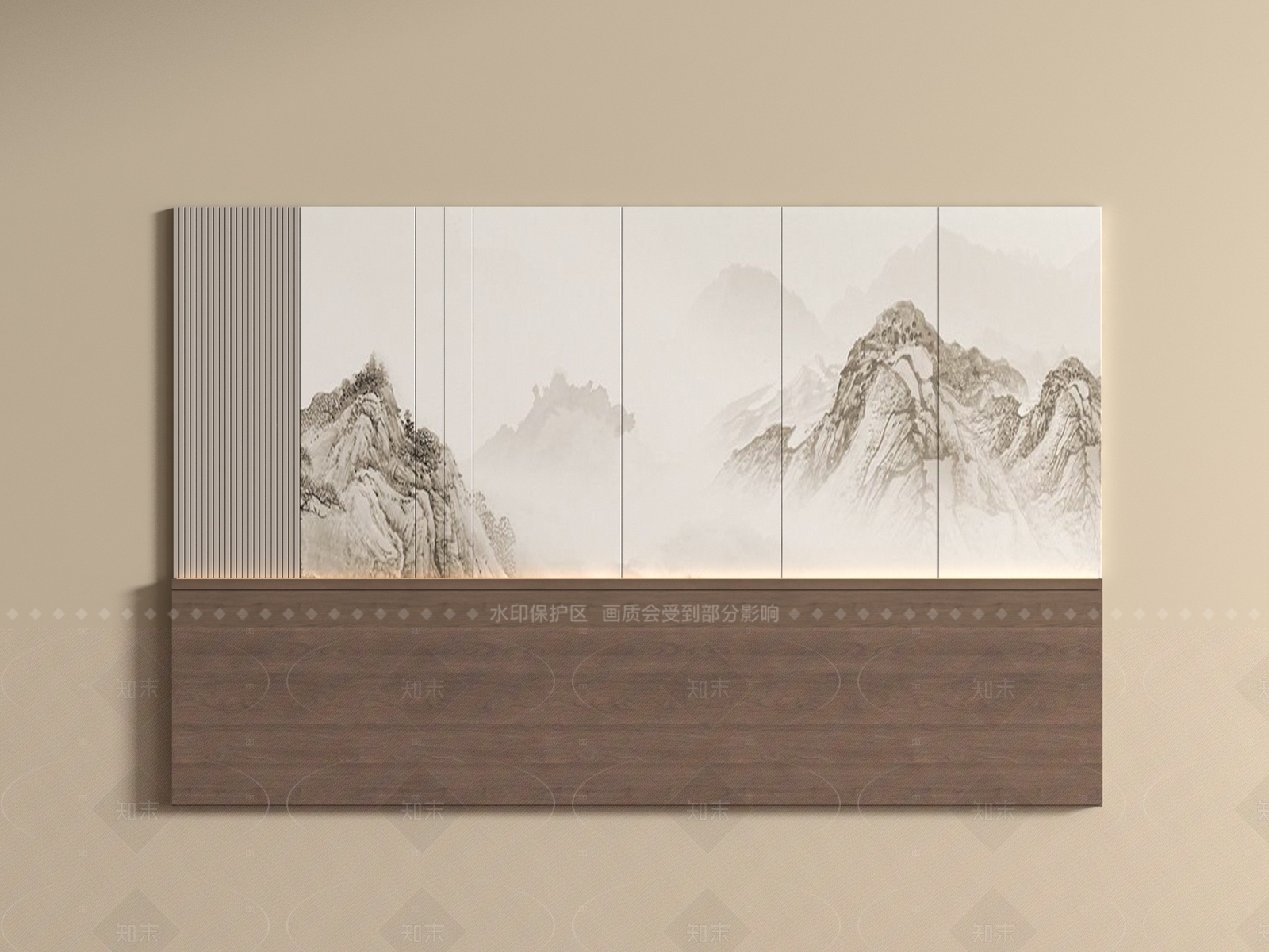 新中式沙发背景墙3D模型下载【ID:1205130953】