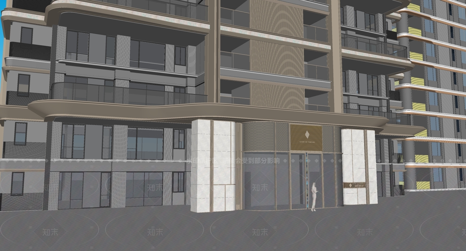 新中式现代高层住宅SU模型下载【ID:1205134330】