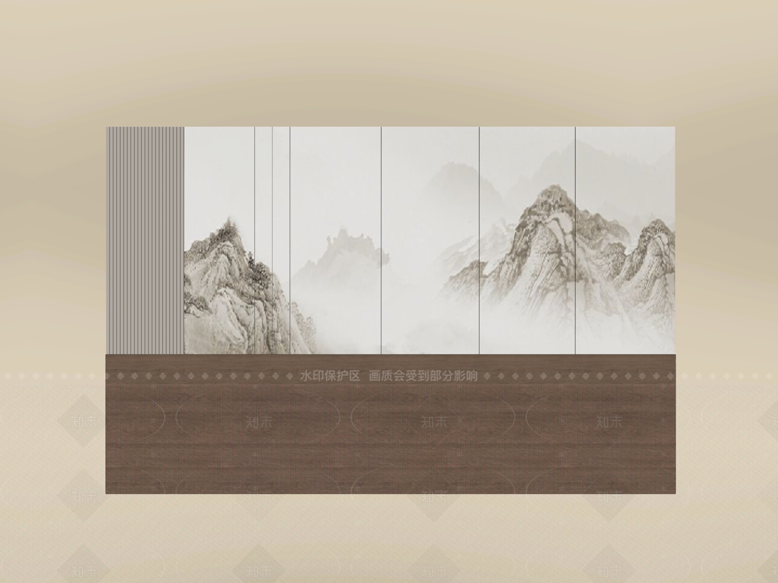 新中式背景墙SU模型下载【ID:1205131769】