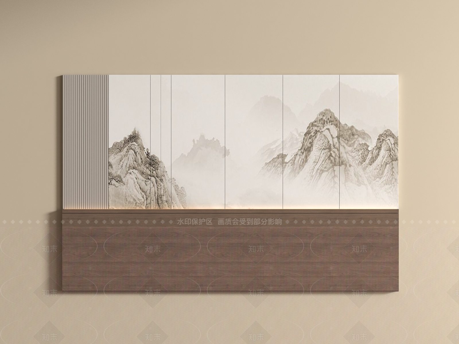 新中式背景墙SU模型下载【ID:1205131769】