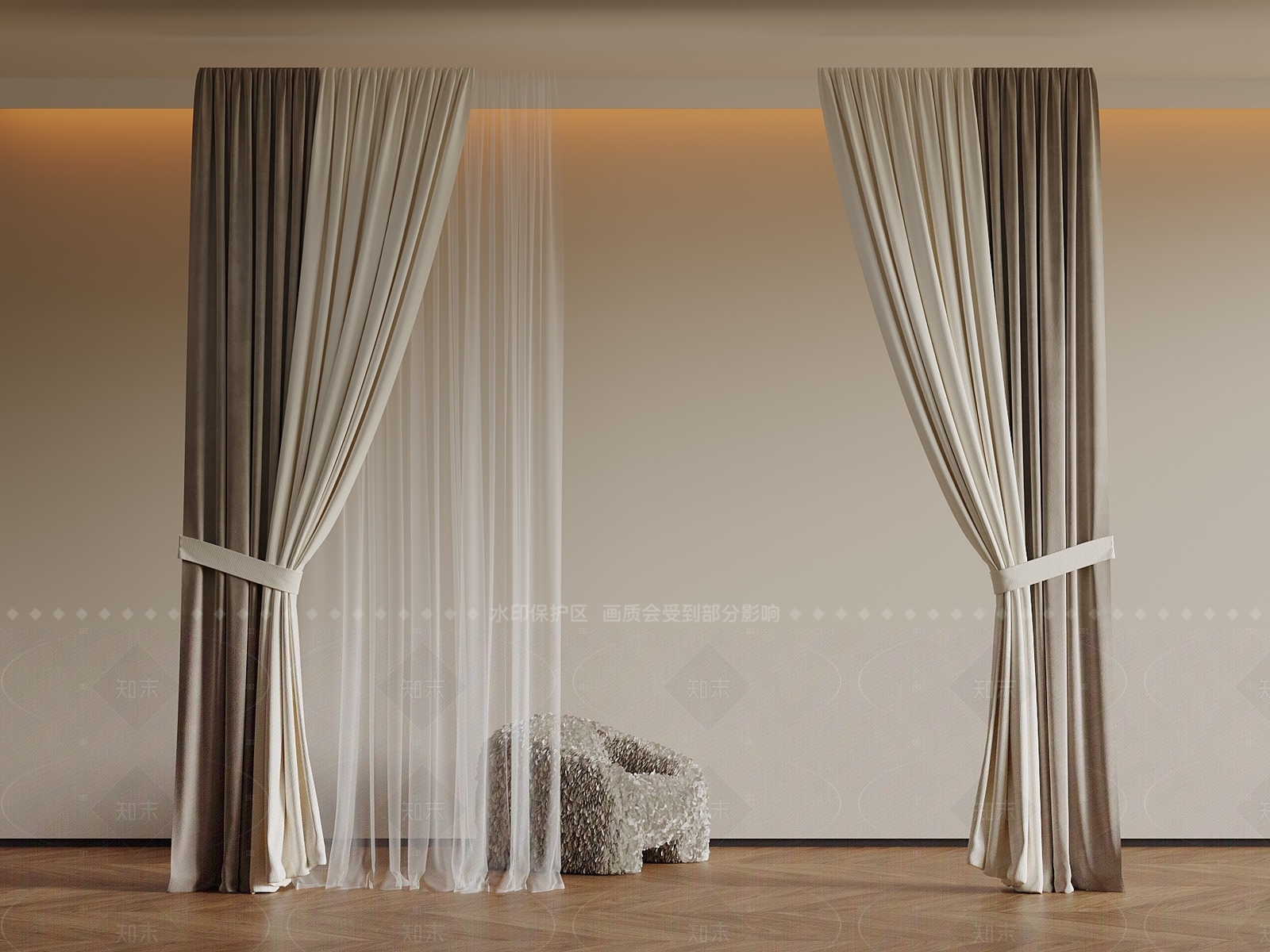 现代窗帘SU模型下载【ID:1205133515】