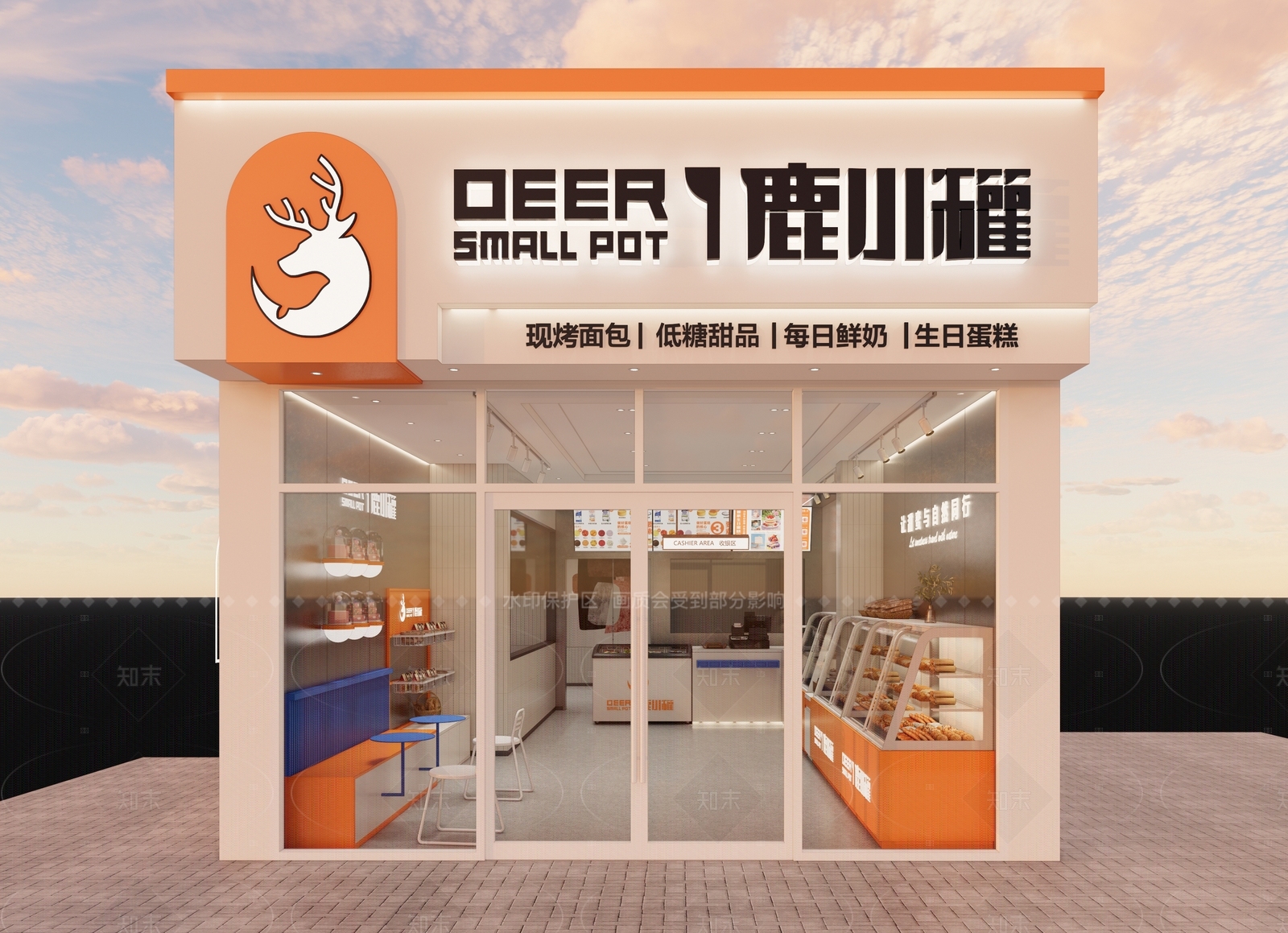 现代简约甜品面包店SU模型下载【ID:1205133759】