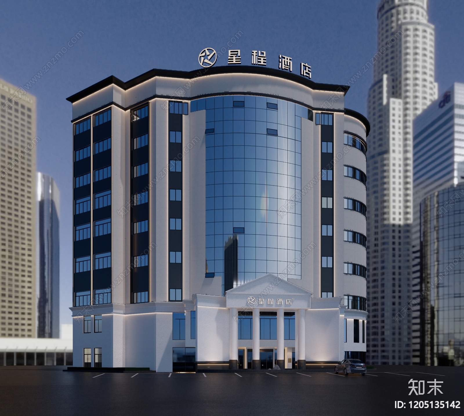 现代酒店建筑SU模型下载【ID:1205135142】