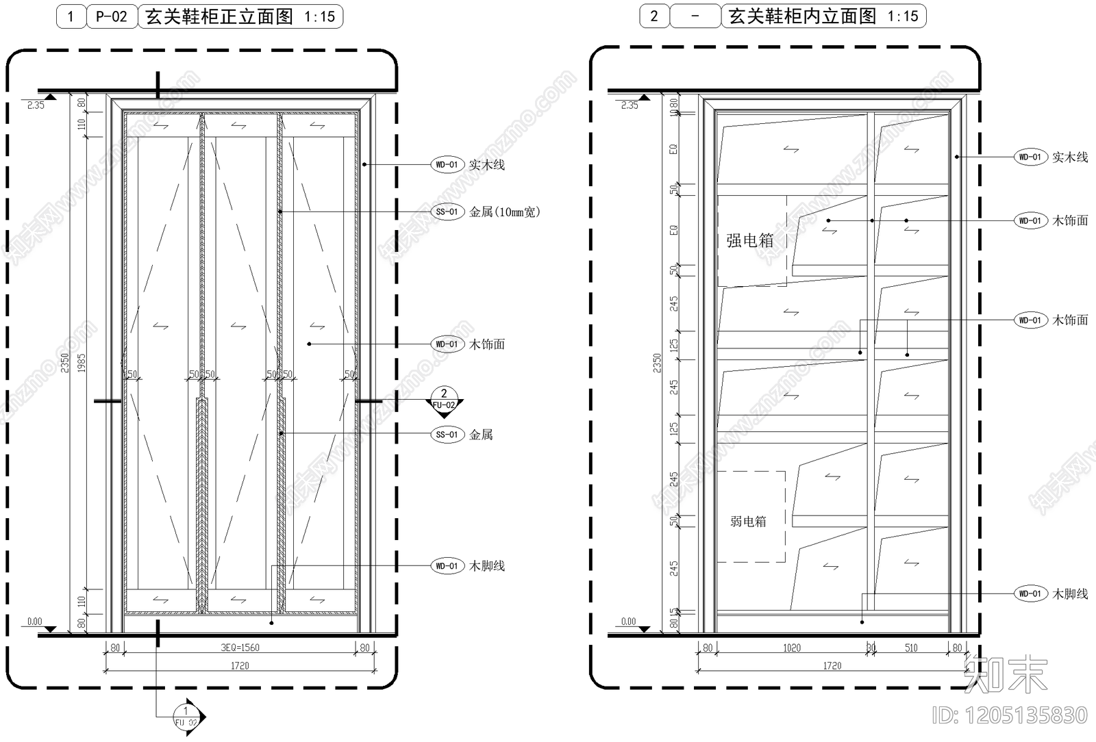 现代柜子cad施工图下载【ID:1205135830】