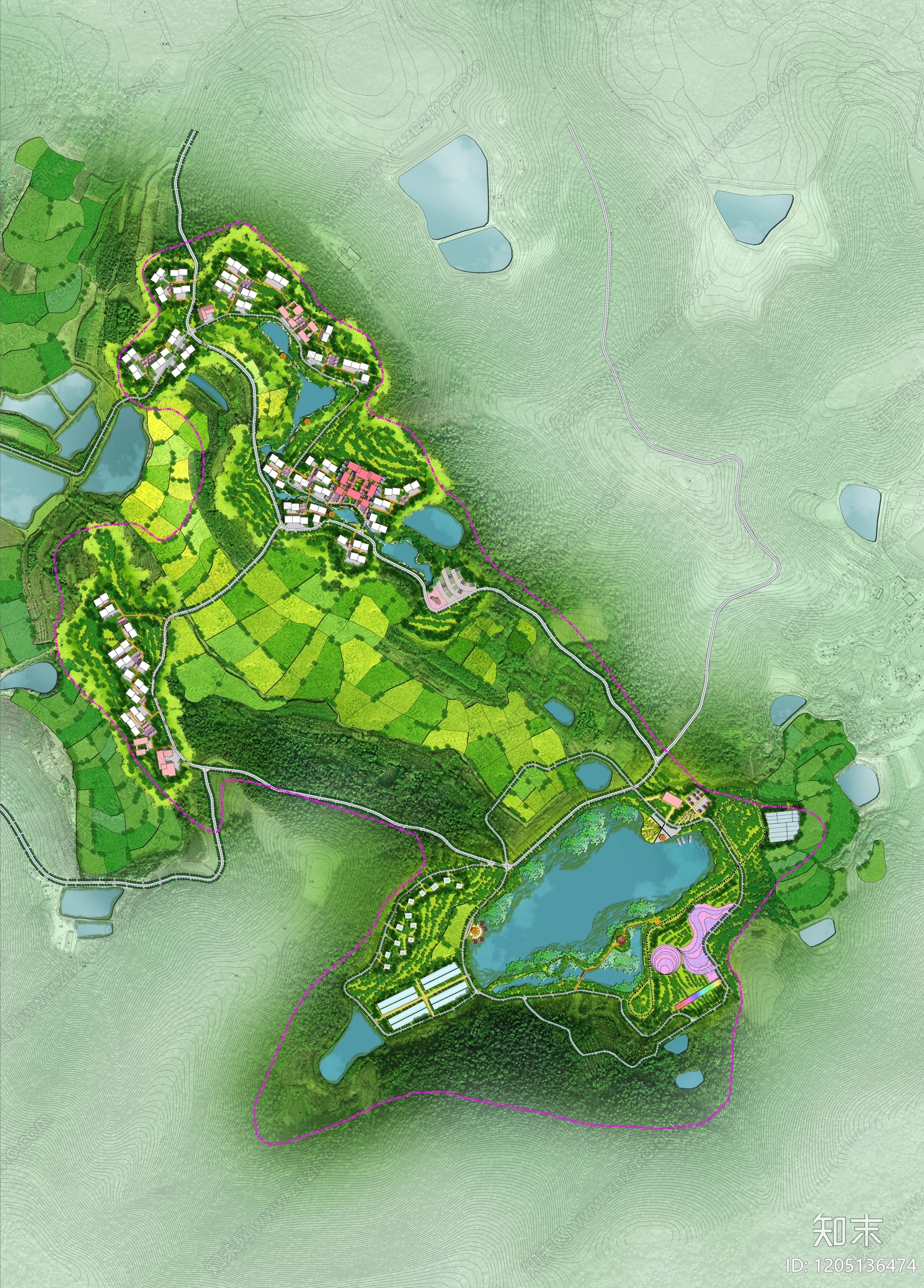 中式生态彩平图下载【ID:1205136474】