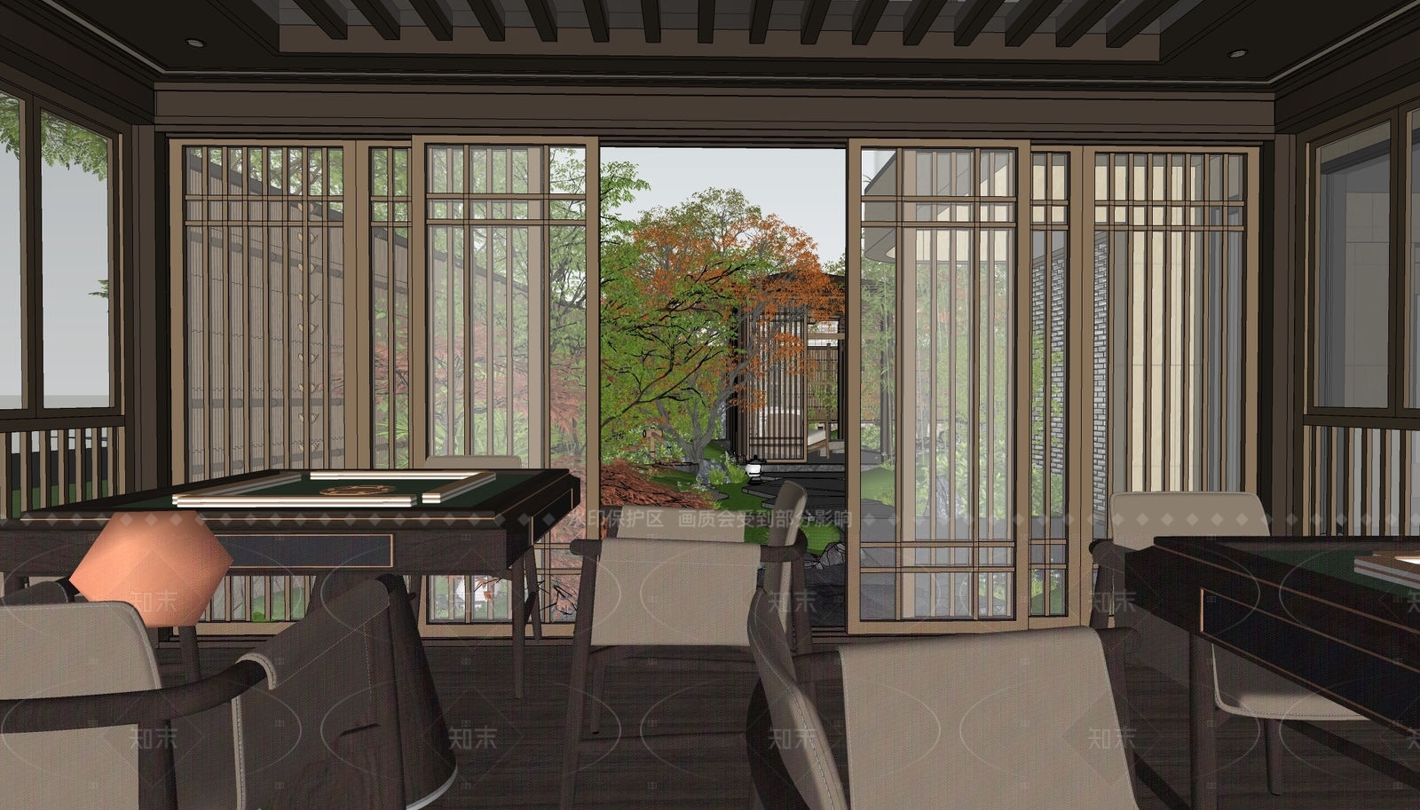新中式现代别墅庭院SU模型下载【ID:1205141485】