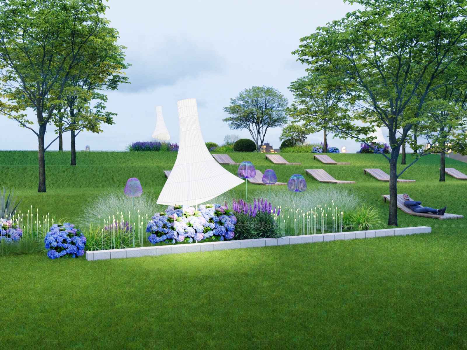 现代中式草坪灯SU模型下载【ID:1205137666】