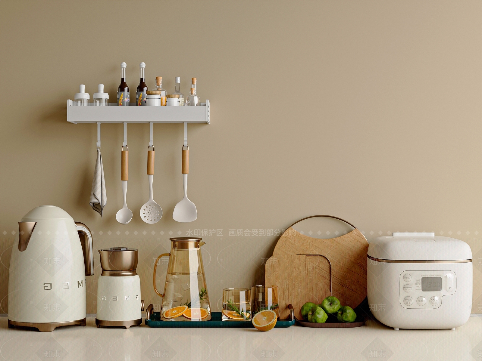 厨房用品组合SU模型下载【ID:1205138719】
