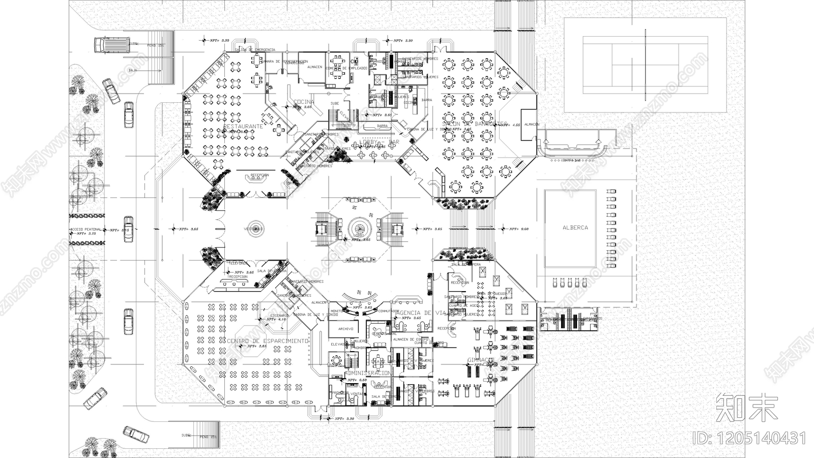 酒店大堂施工图下载【ID:1205140431】