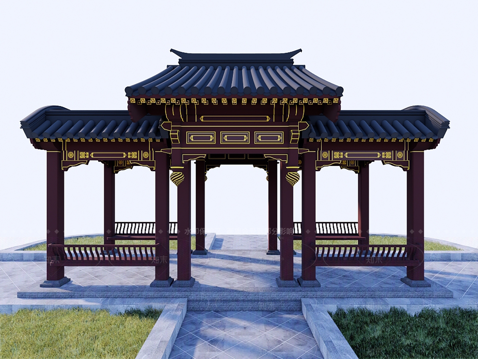 中式新中式古建筑SU模型下载【ID:1205140711】