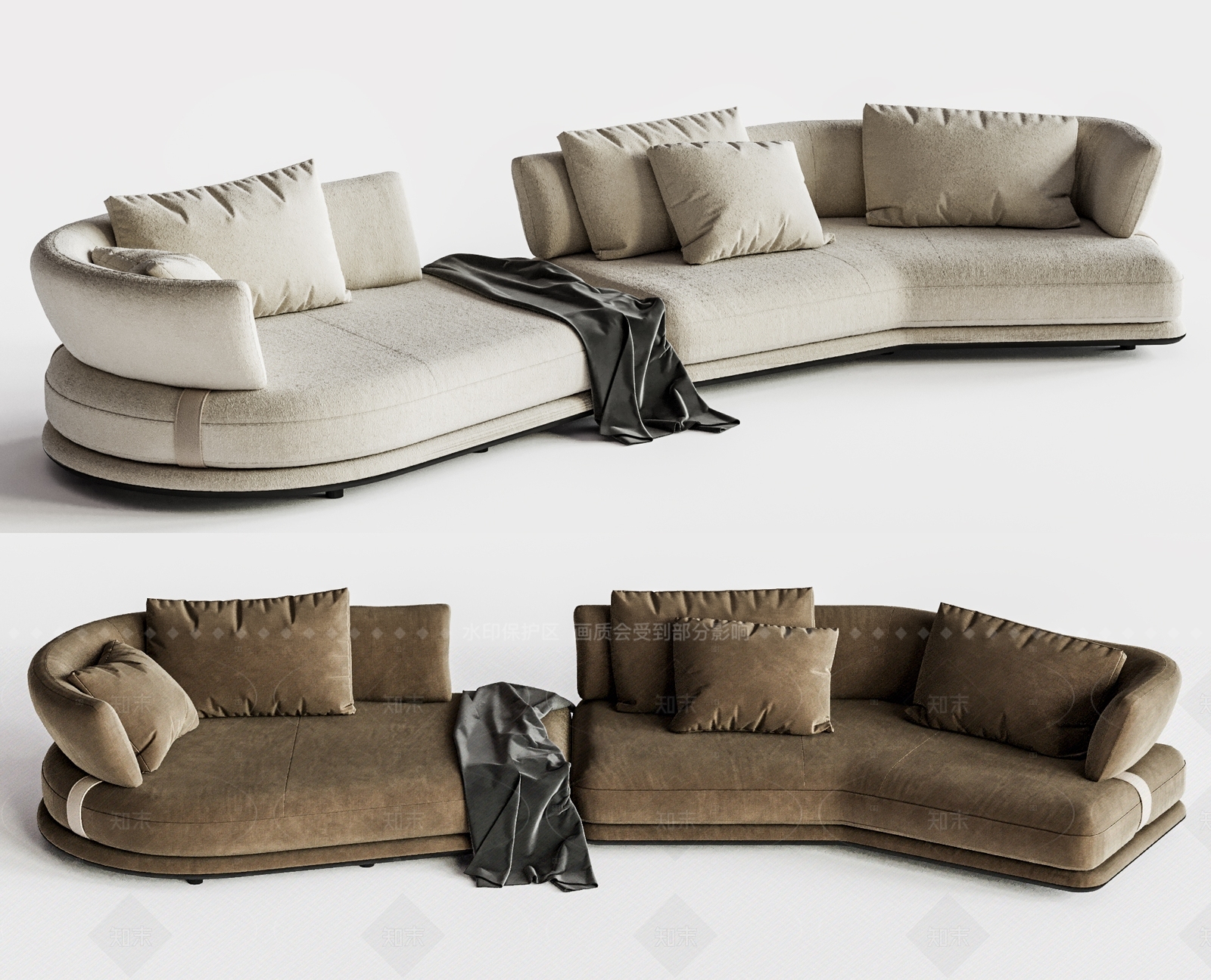 现代中古多人沙发3D模型下载【ID:1205141563】