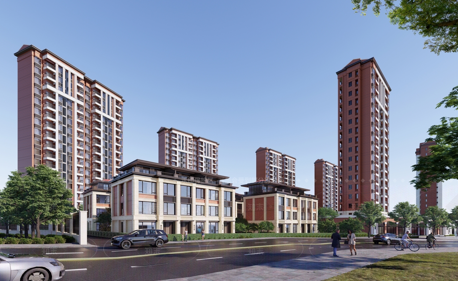 现代新中式小区建筑SU模型下载【ID:1205143877】