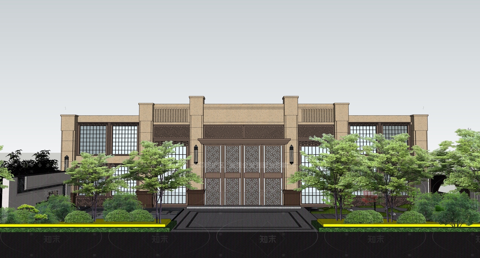 现代新中式售楼处SU模型下载【ID:1205145134】