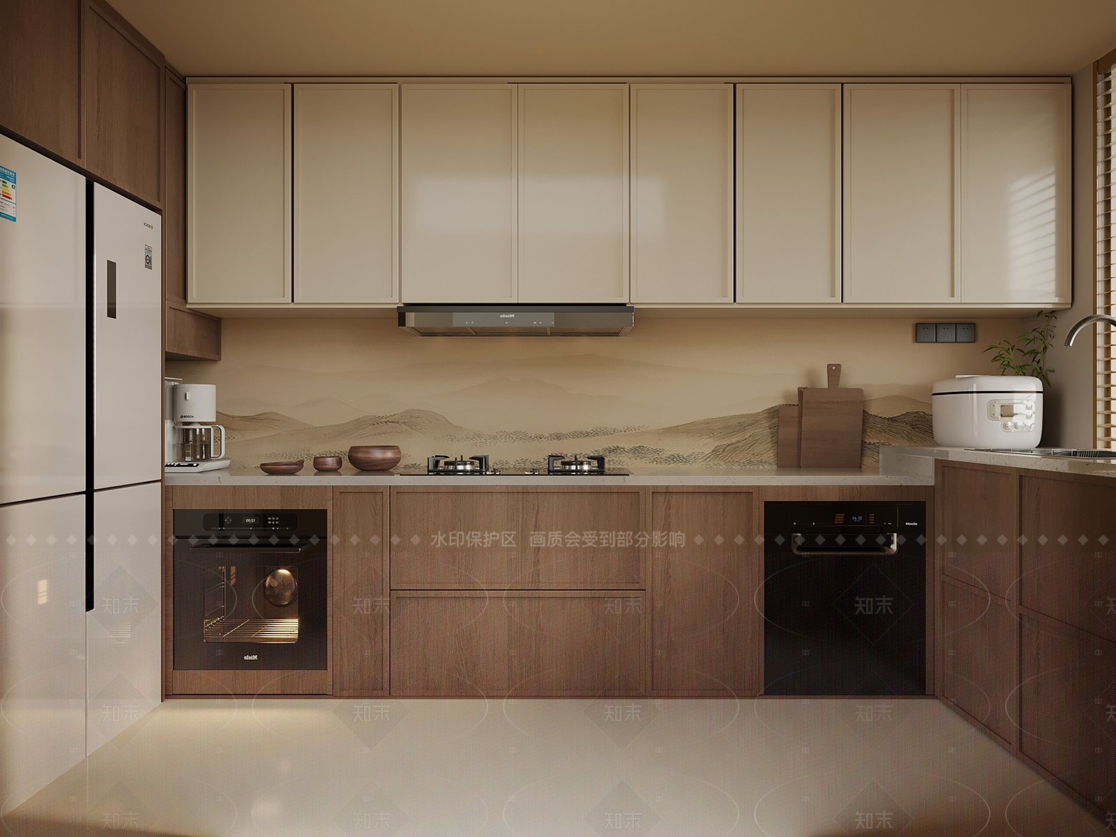 新中式封闭式厨房3D模型下载【ID:1205177946】