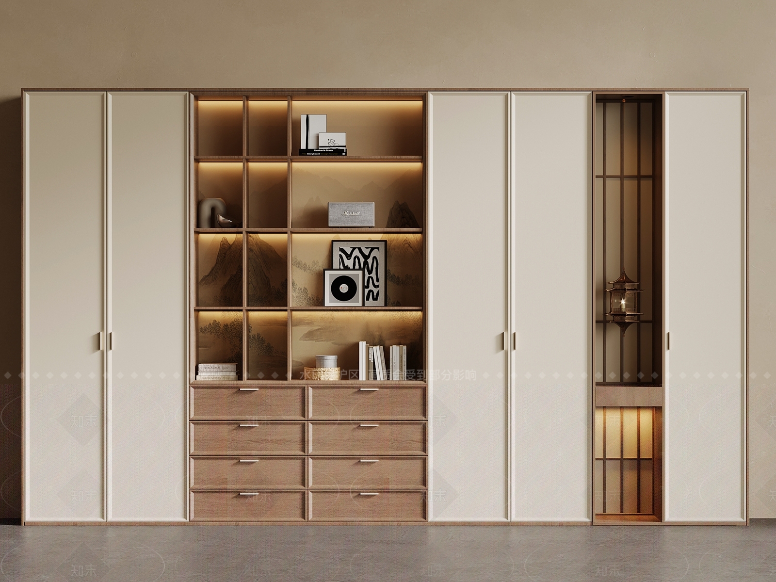 新中式书柜SU模型下载【ID:1205429519】