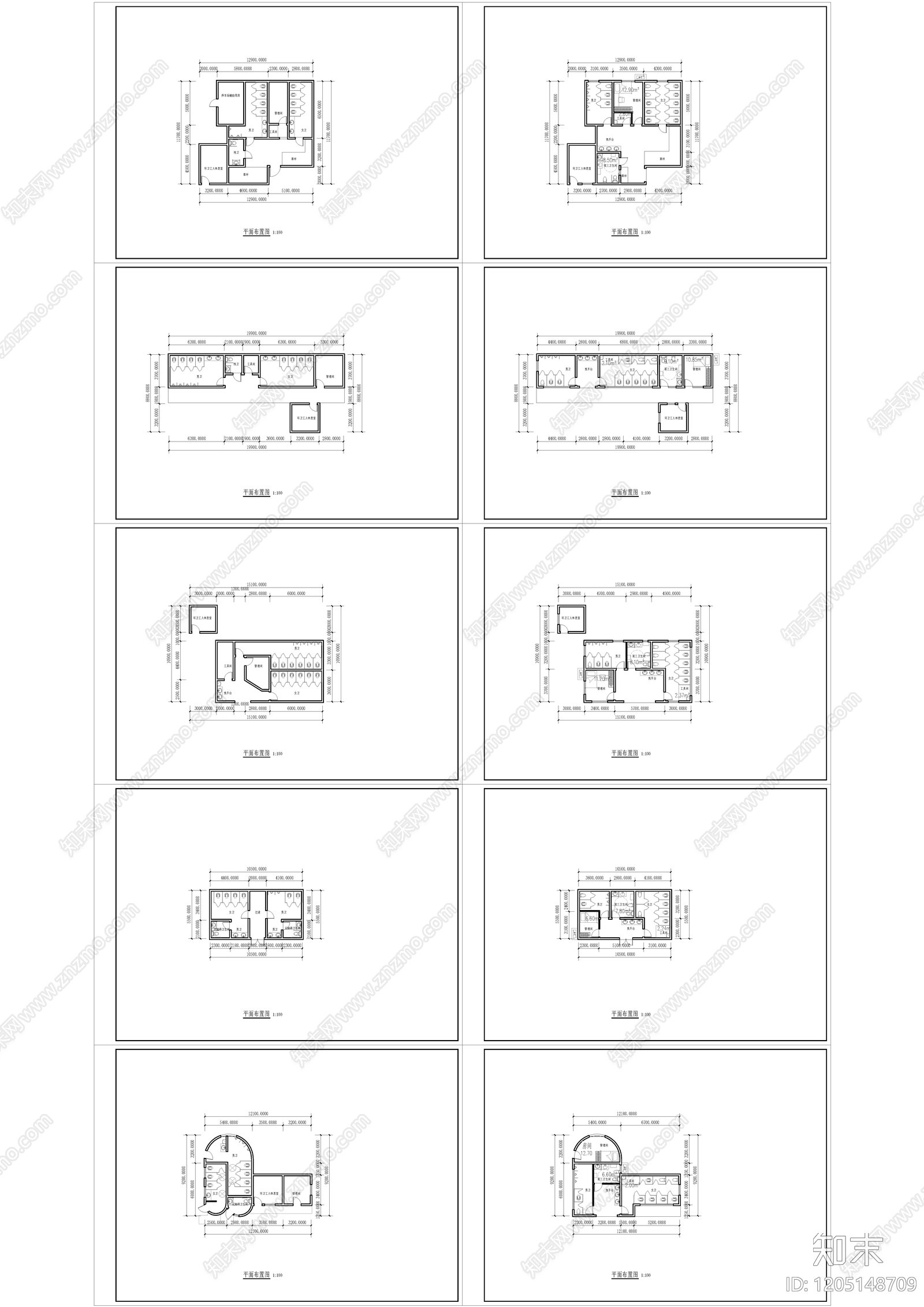 现代公厕cad施工图下载【ID:1205148709】