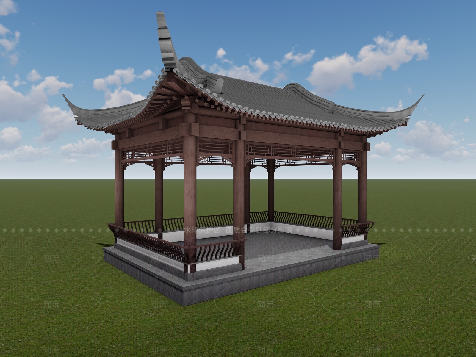 中式古建筑SU模型下载【ID:1205150753】