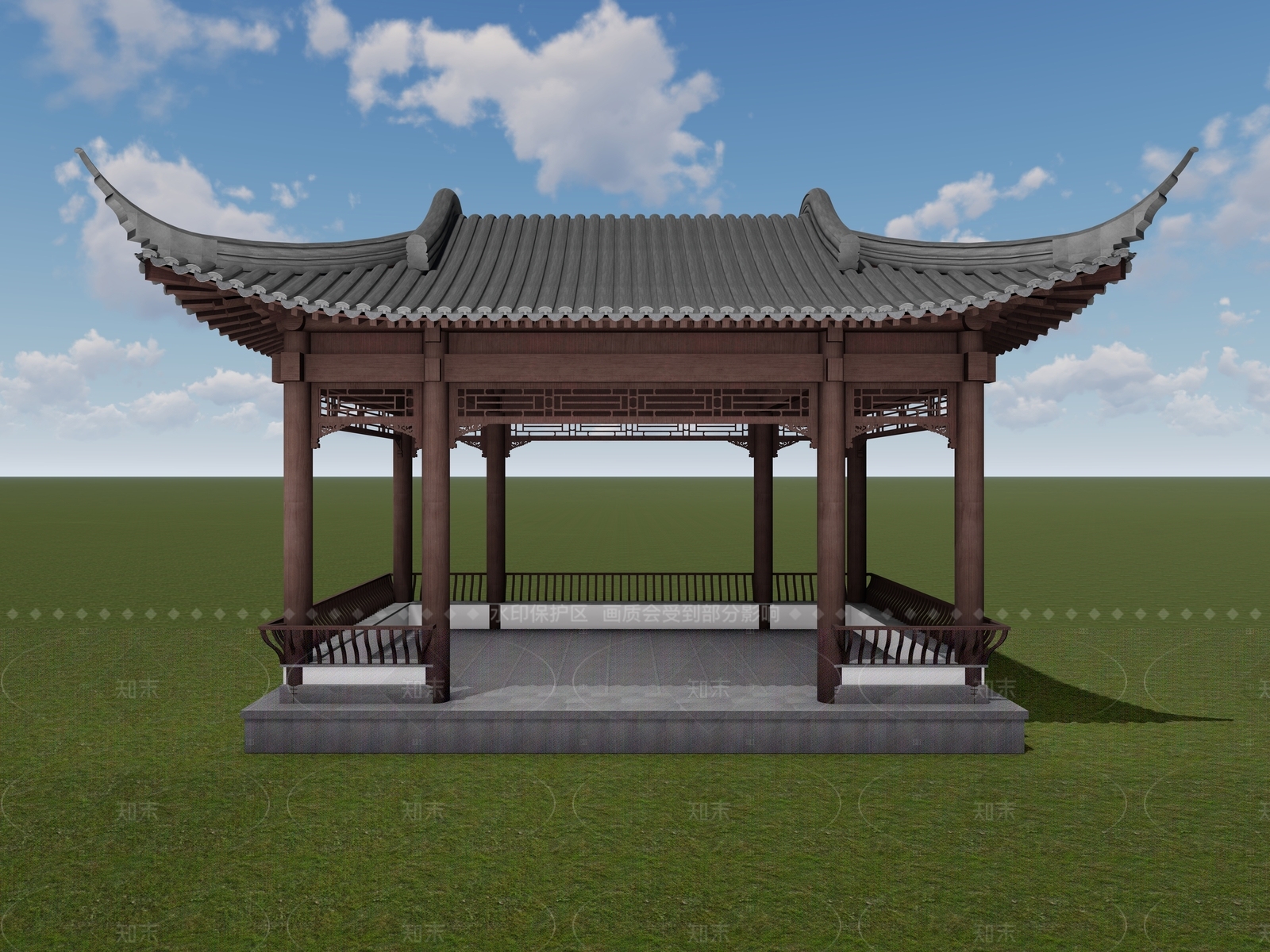 中式古建筑SU模型下载【ID:1205150753】