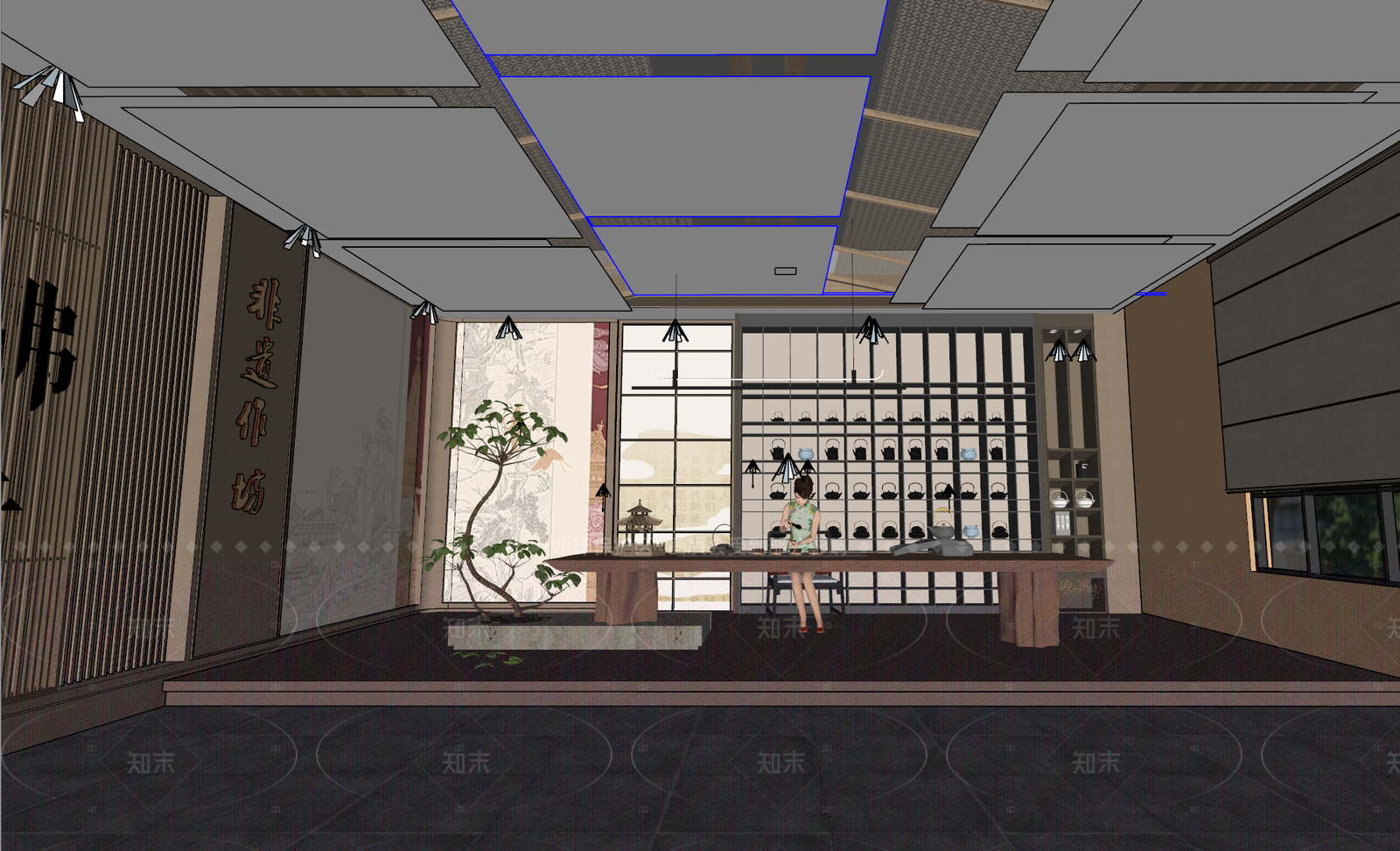 新中式轻奢手工坊SU模型下载【ID:1205151311】