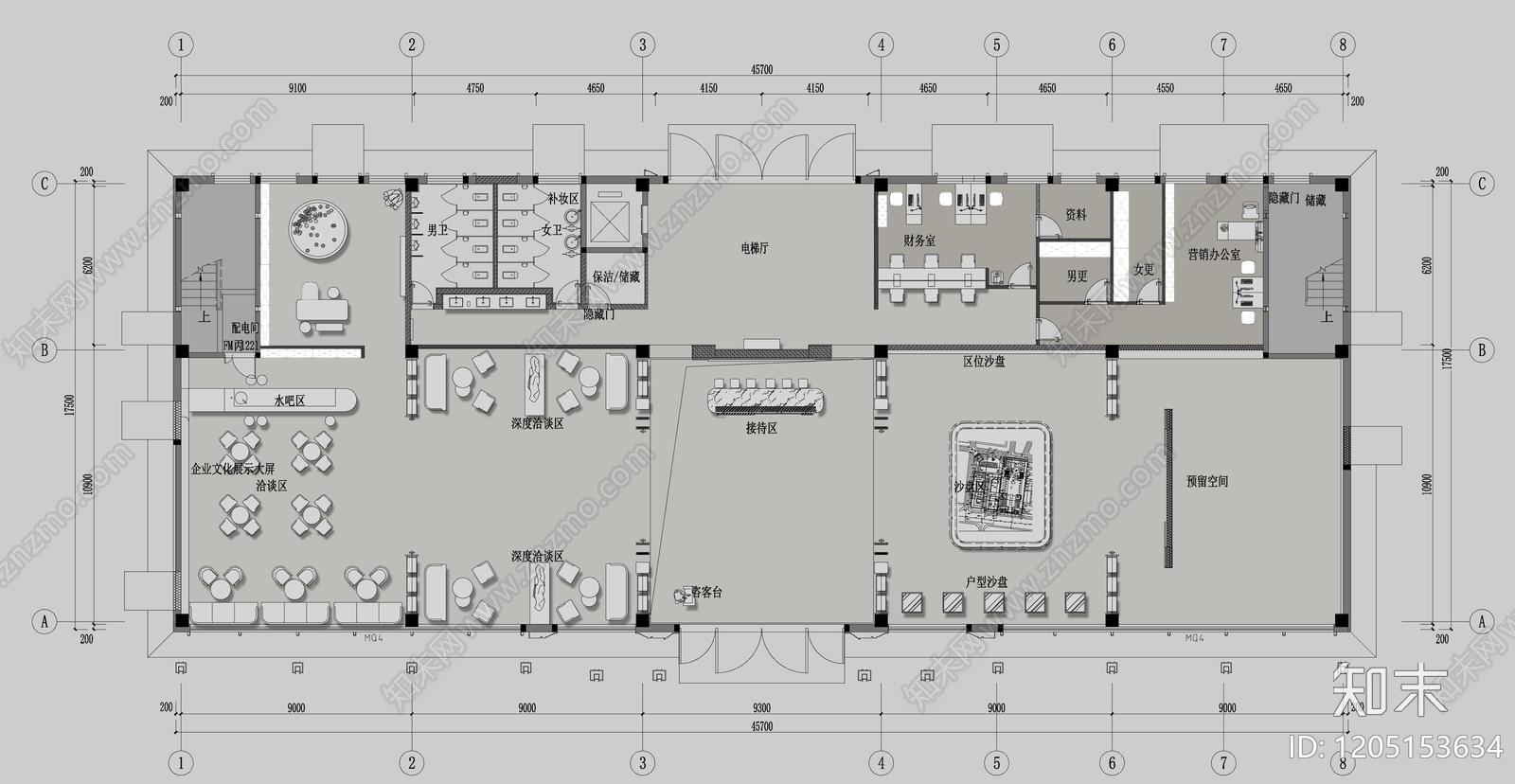 现代简约售楼处施工图下载【ID:1205153634】