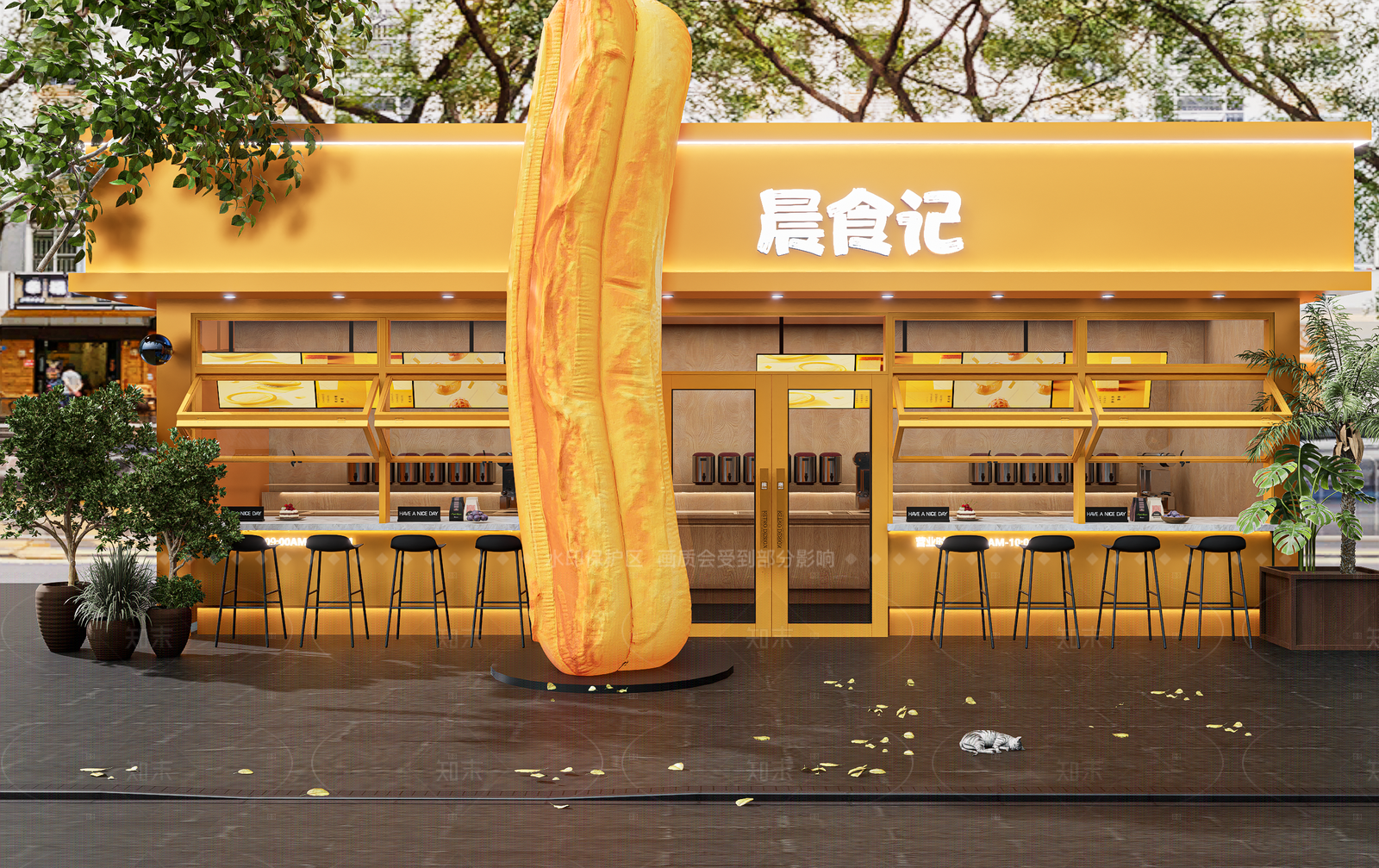 现代极简快餐店SU模型下载【ID:1205155593】