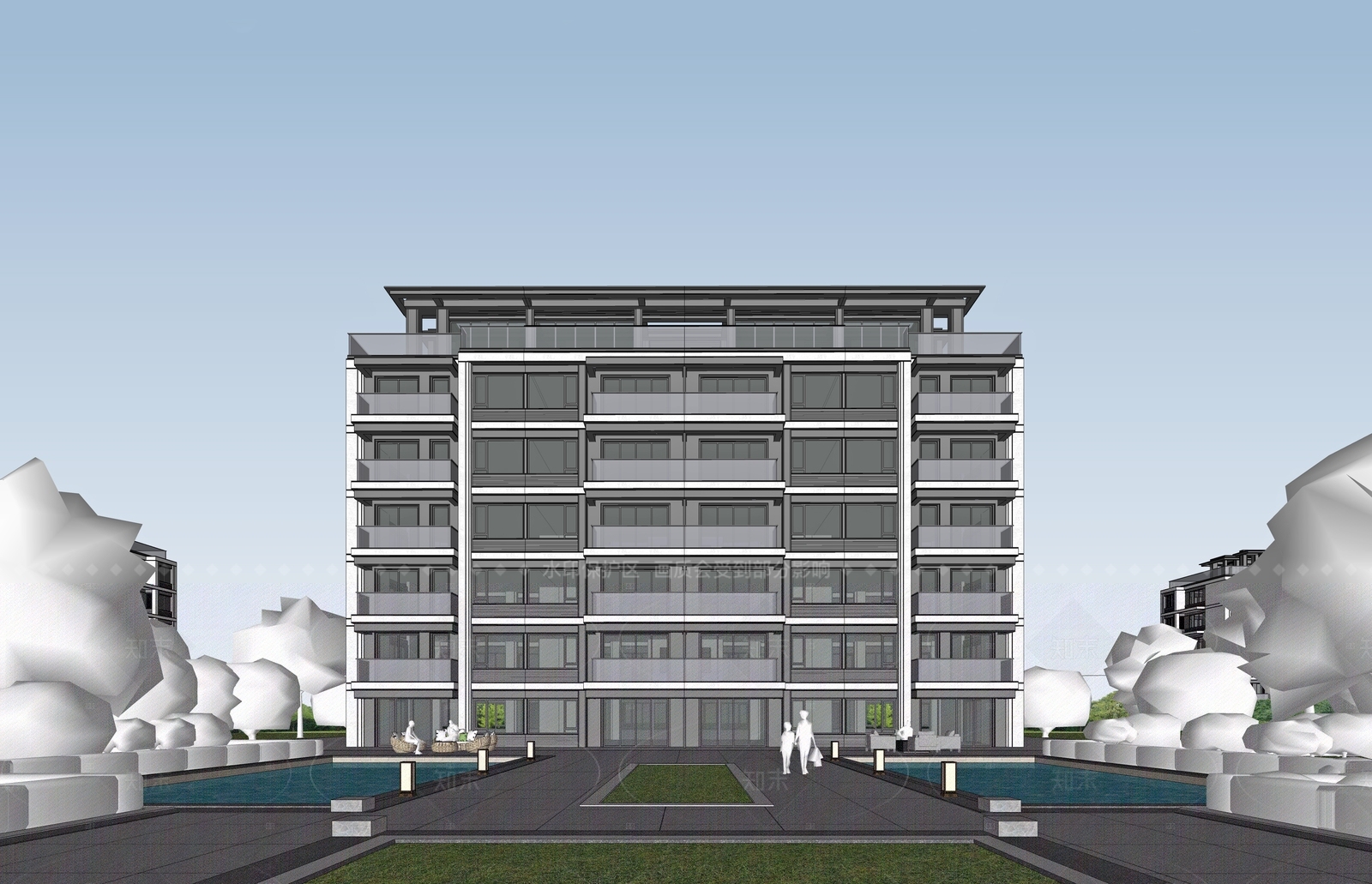 现代多层住宅SU模型下载【ID:1205158995】