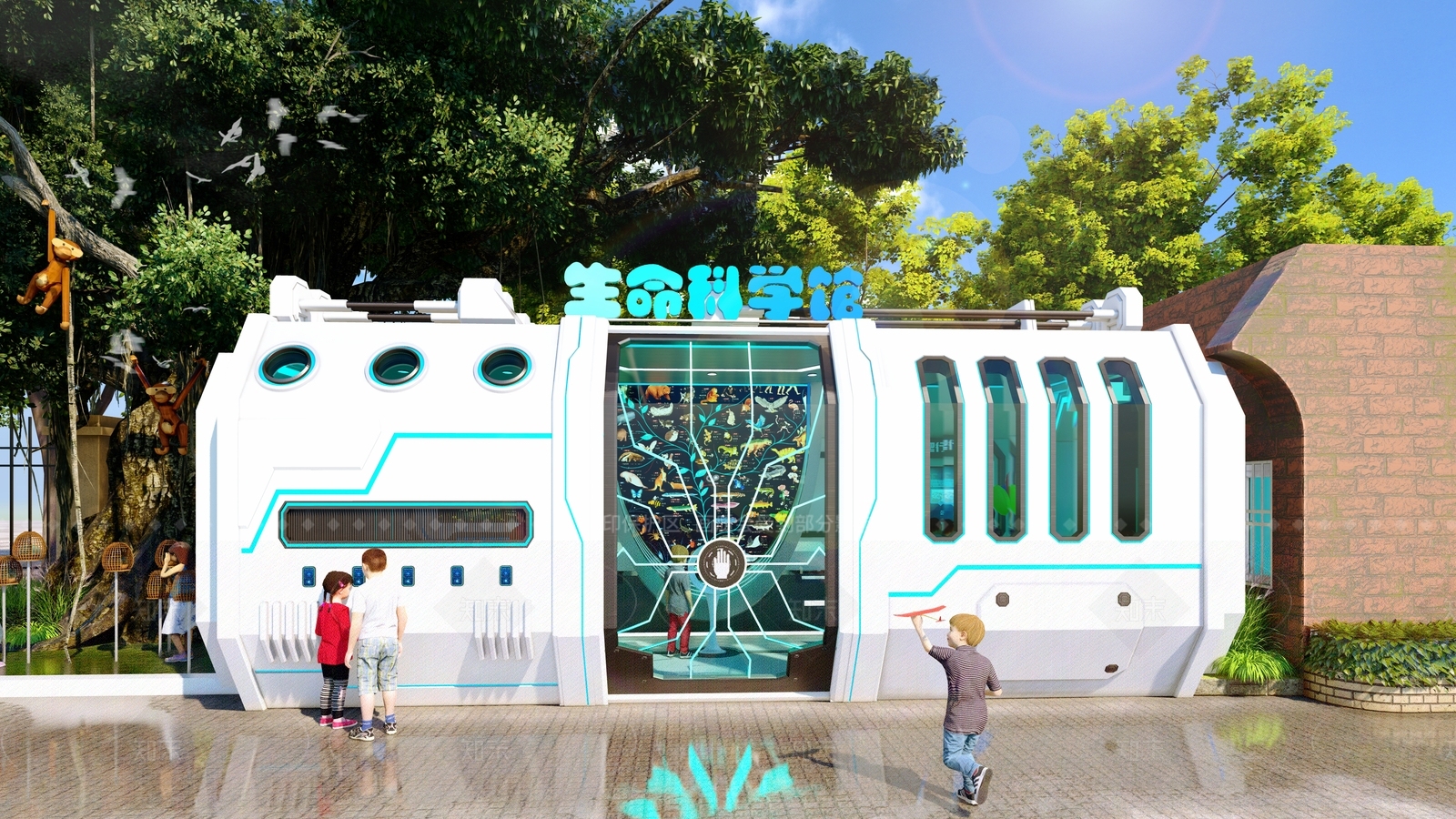 现代简约科技展厅SU模型下载【ID:1205163304】