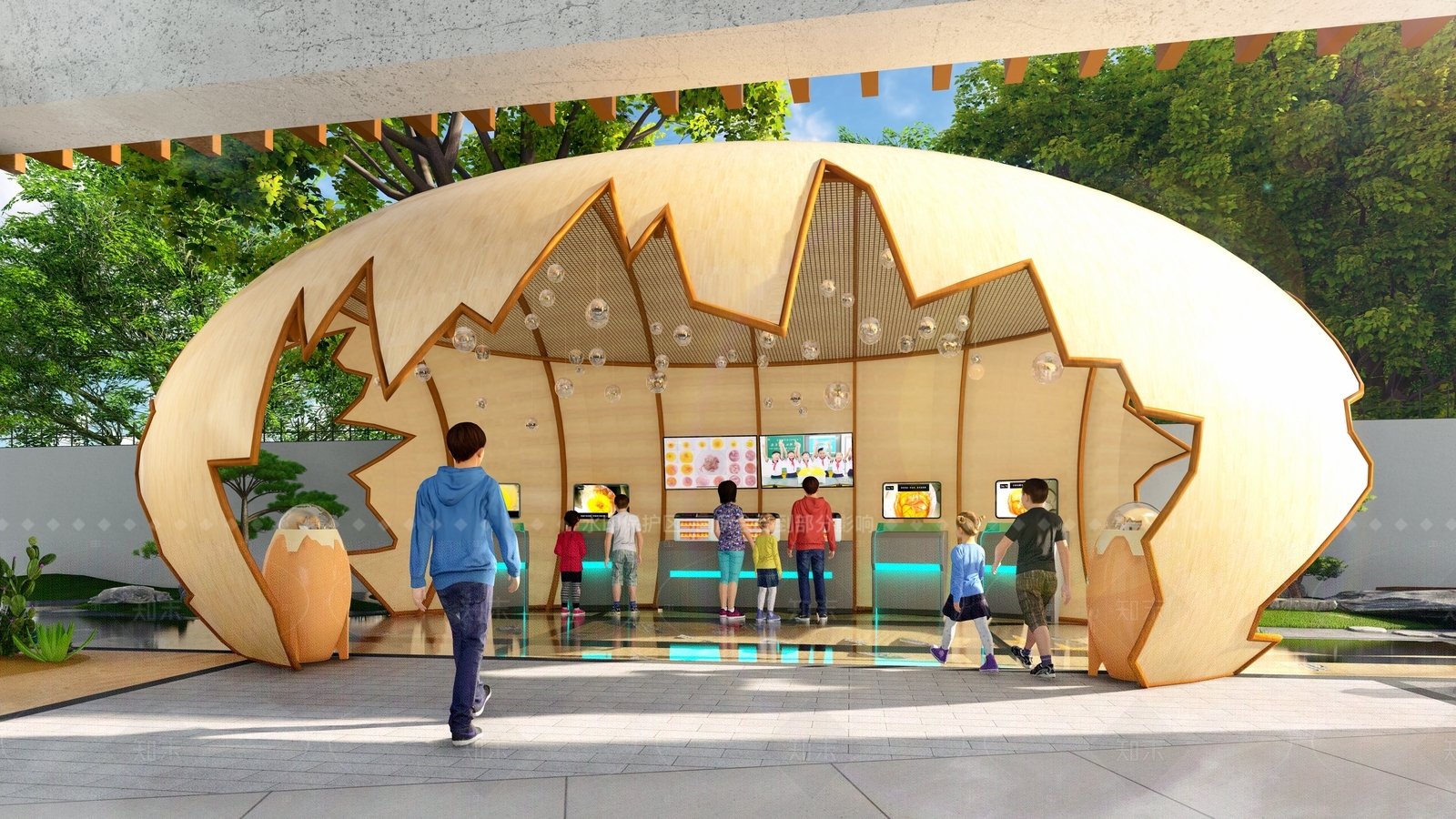 现代原木科学展厅SU模型下载【ID:1205164570】