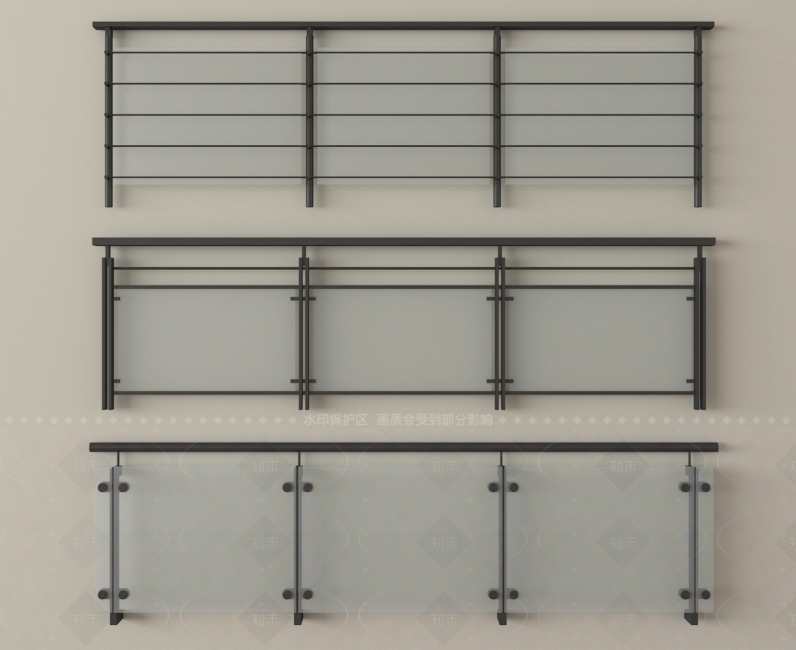 现代栏杆3D模型下载【ID:1205167715】