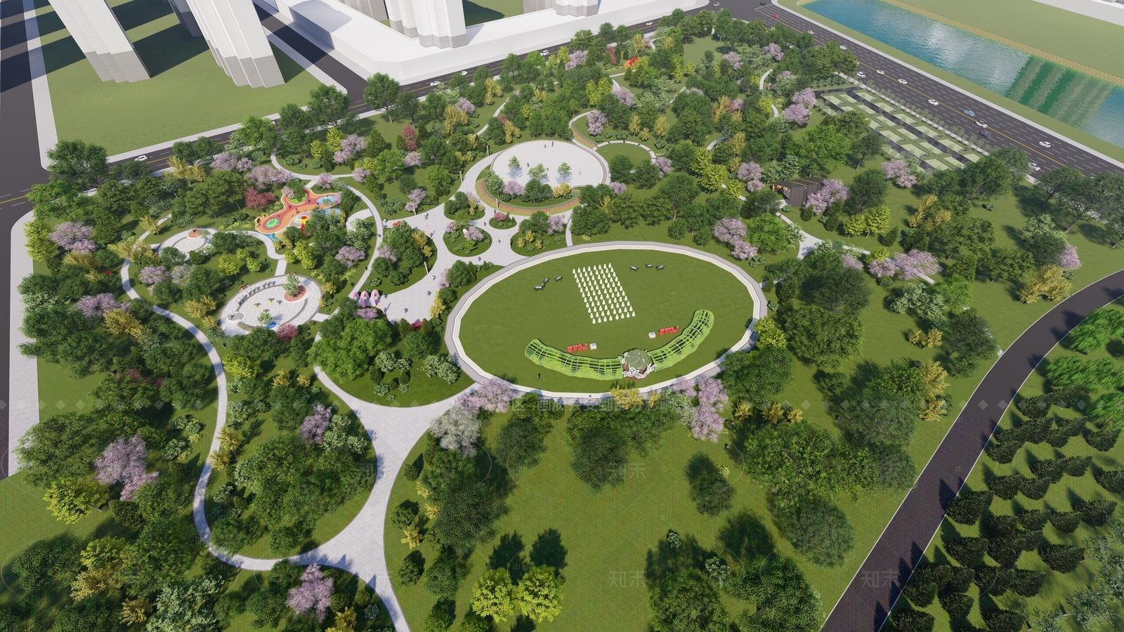 现代景观公园SU模型下载【ID:1205169774】