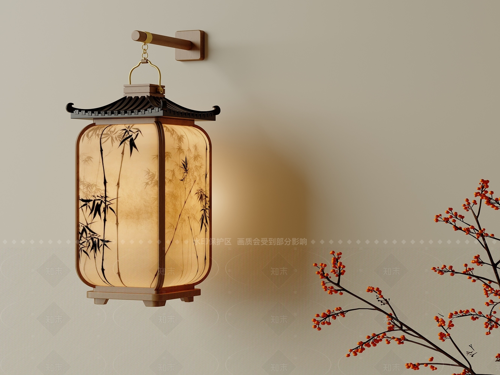 新中式壁灯3D模型下载【ID:1205170947】