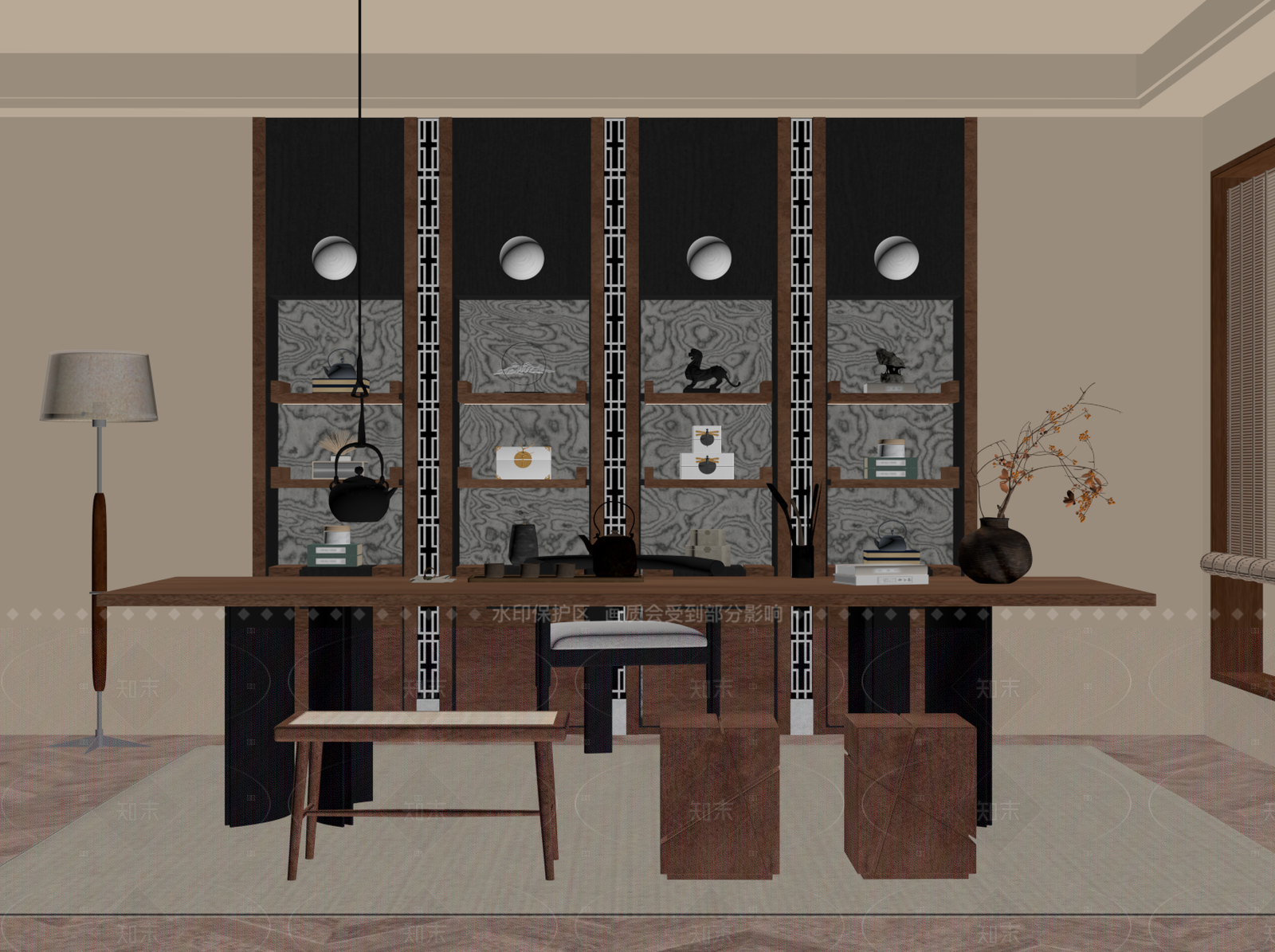 中古茶室SU模型下载【ID:1205172314】