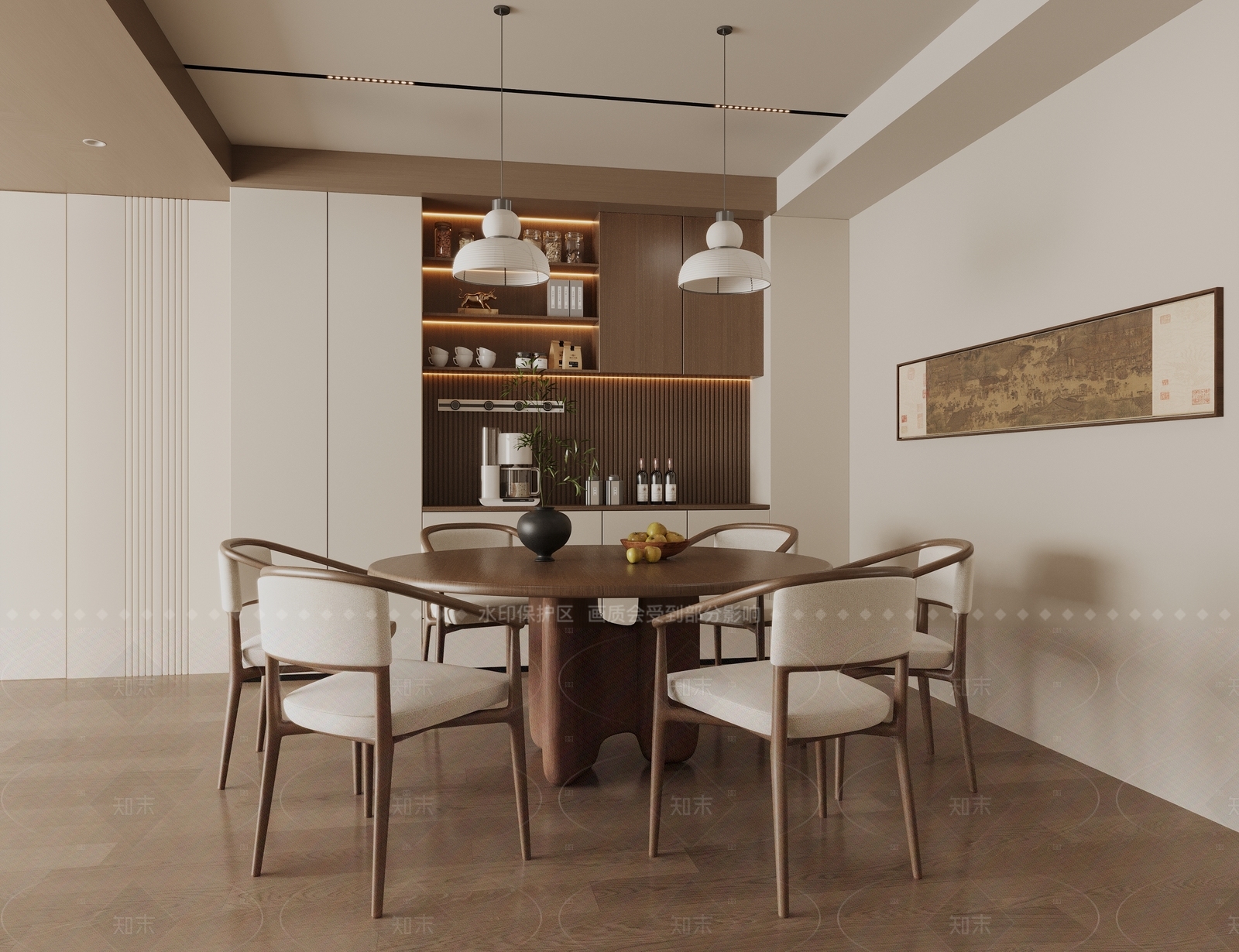 新中式禅意餐桌3D模型下载【ID:1205174189】
