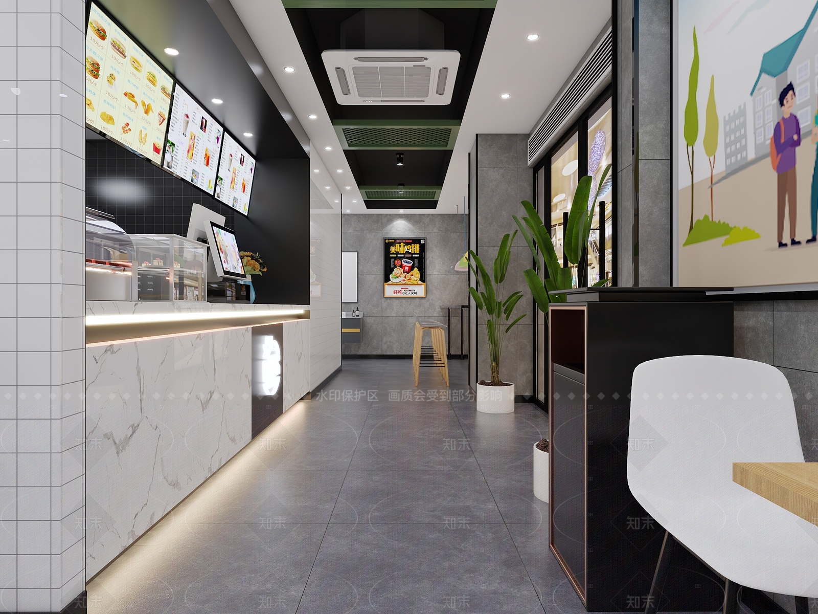 现代奶茶店3D模型下载【ID:1205176047】