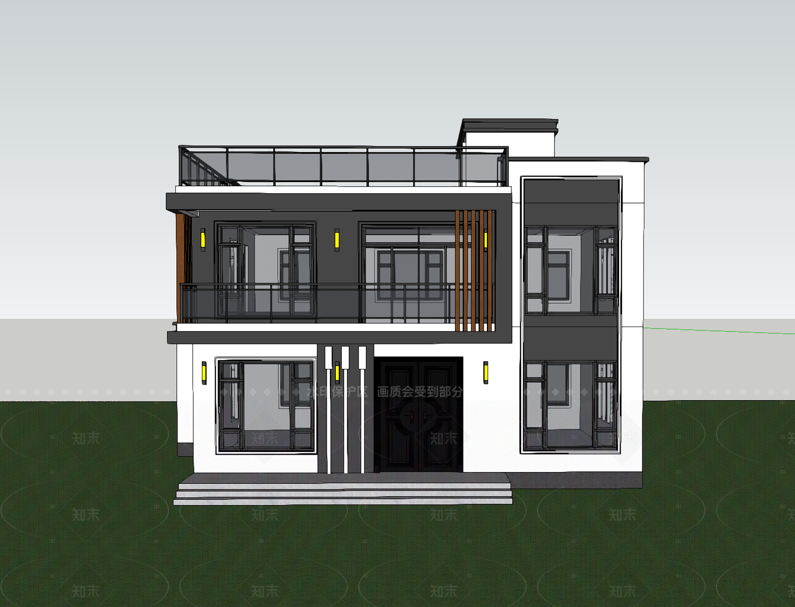 现代别墅SU模型下载【ID:1205246577】