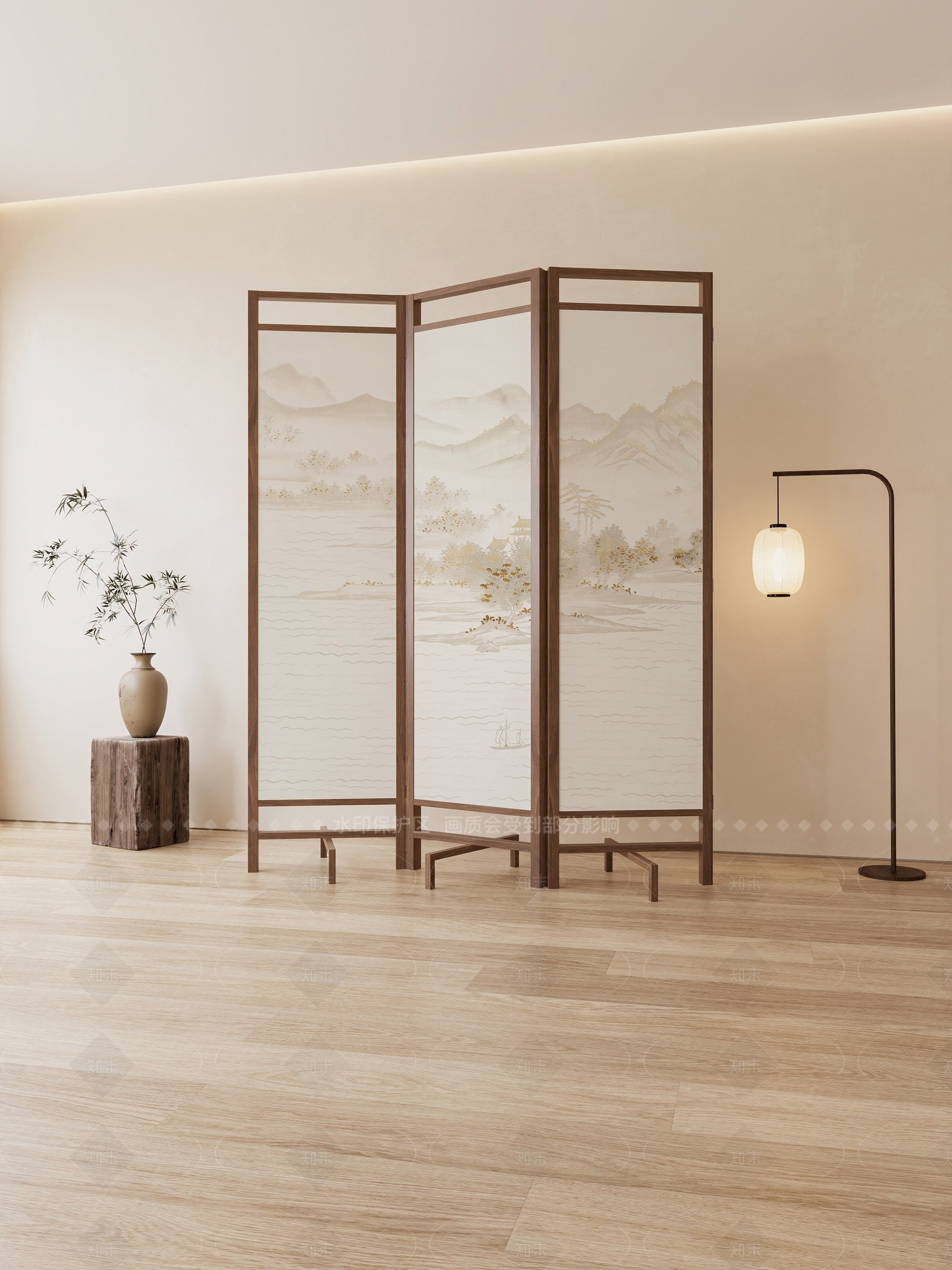 新中式中式屏风3D模型下载【ID:1205181564】