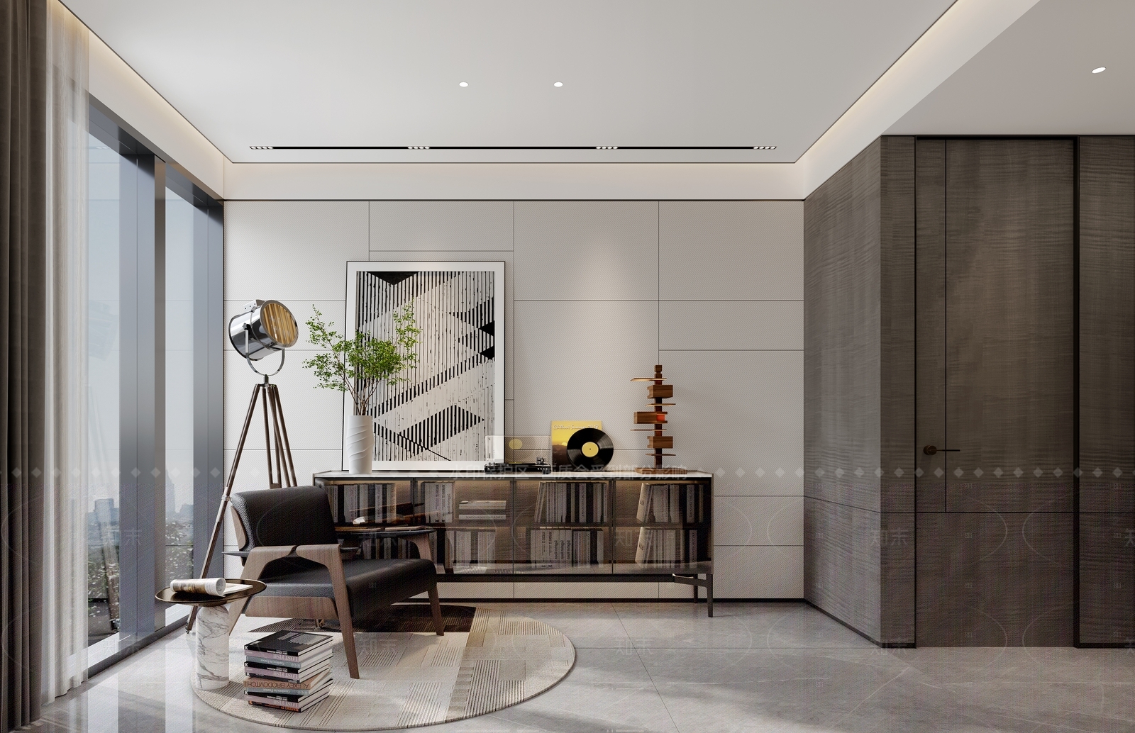 现代新中式开放式书房3D模型下载【ID:1205181680】