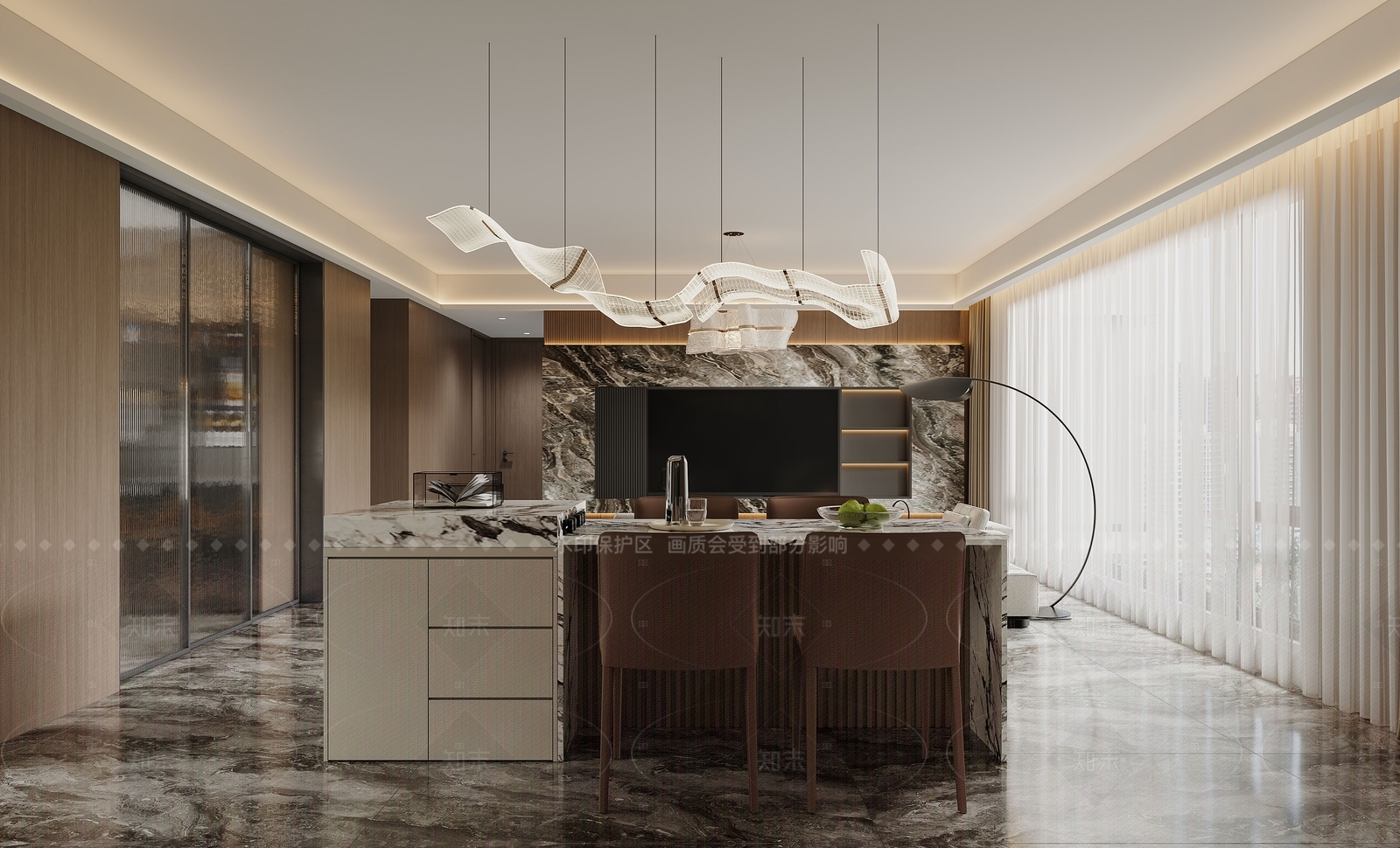 意式轻奢家居客厅3D模型下载【ID:1205182313】