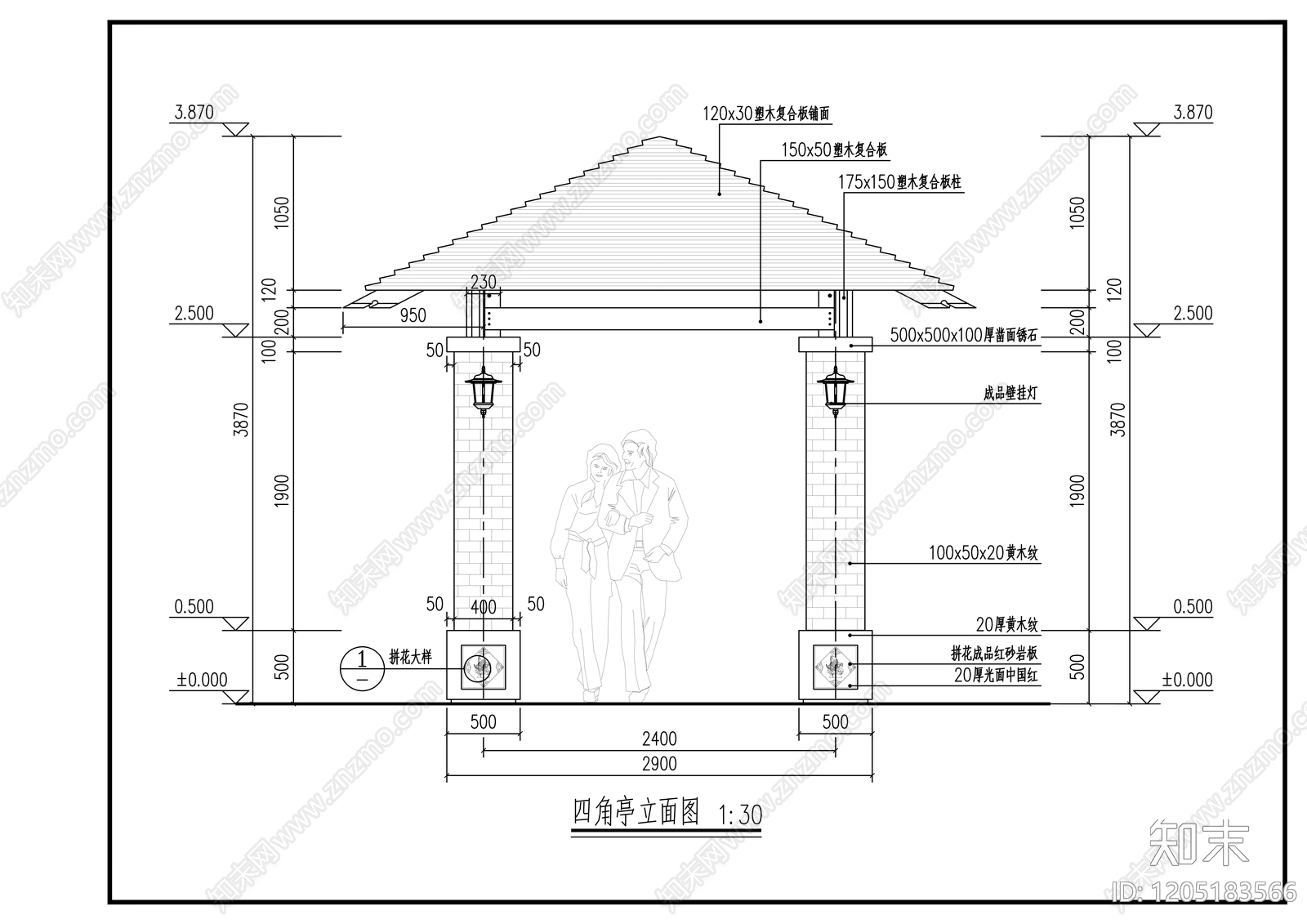 现代亭子cad施工图下载【ID:1205183566】