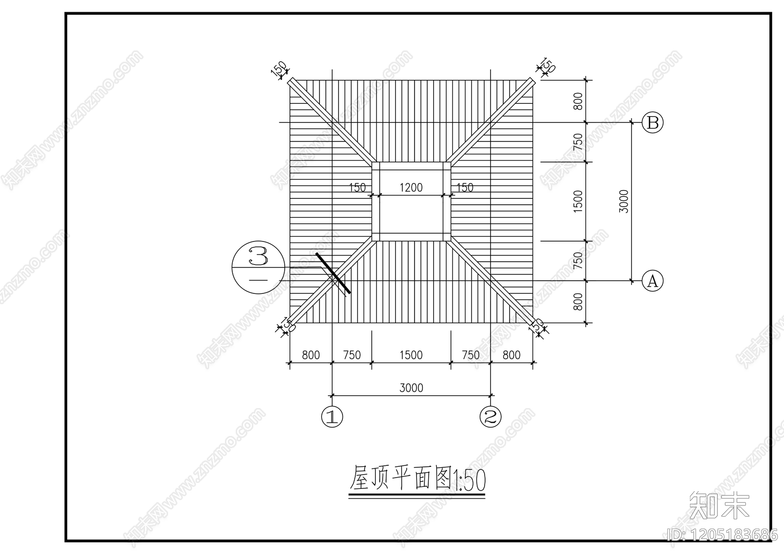 现代亭子cad施工图下载【ID:1205183686】