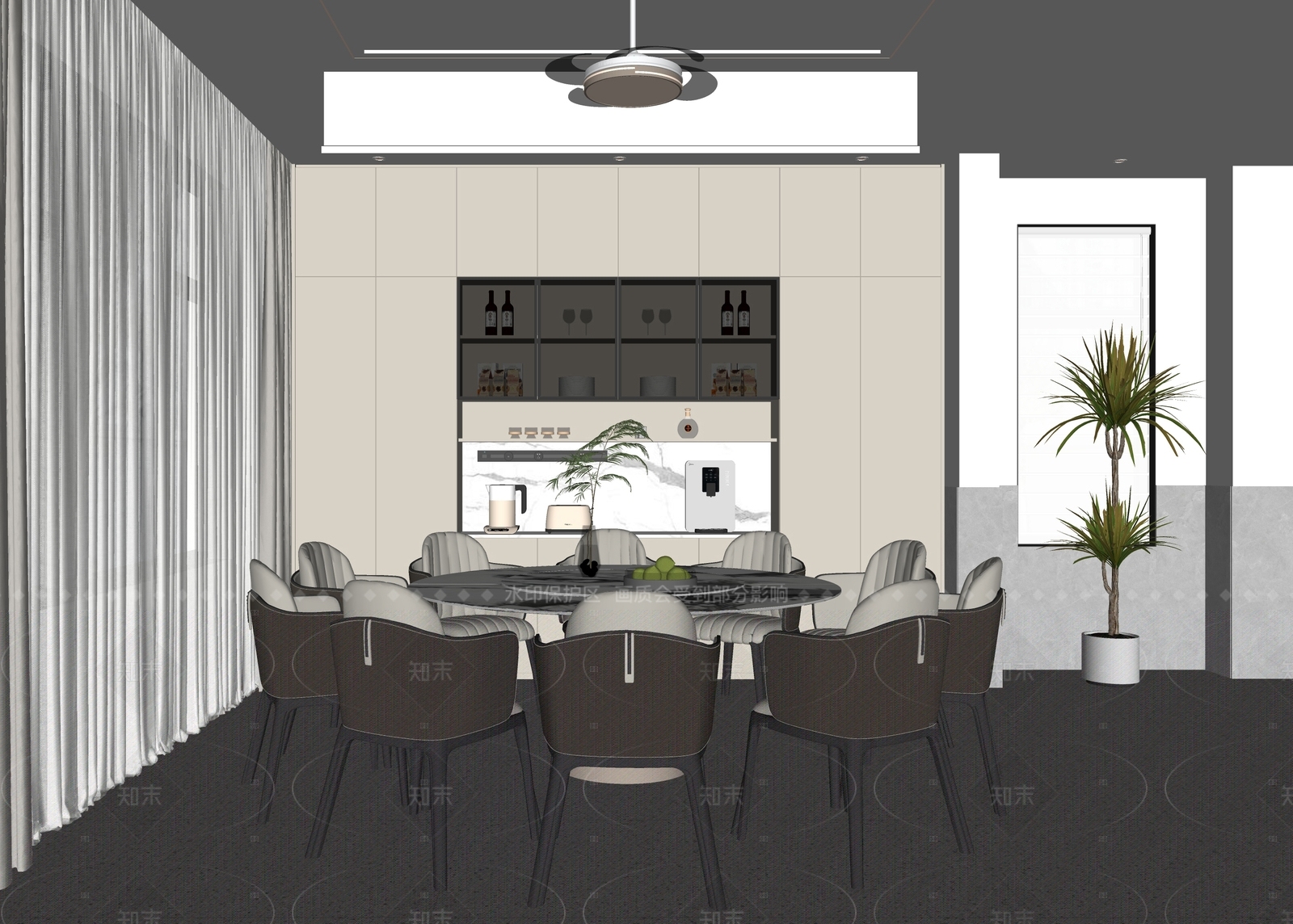 现代家居餐厅SU模型下载【ID:1205184119】