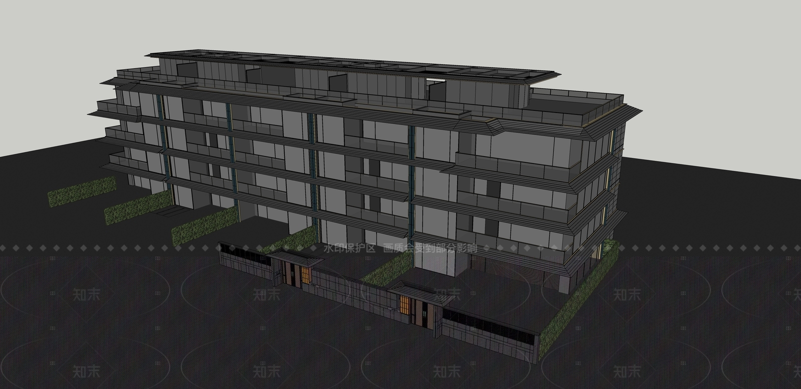 简约新中式多层住宅SU模型下载【ID:1205185386】