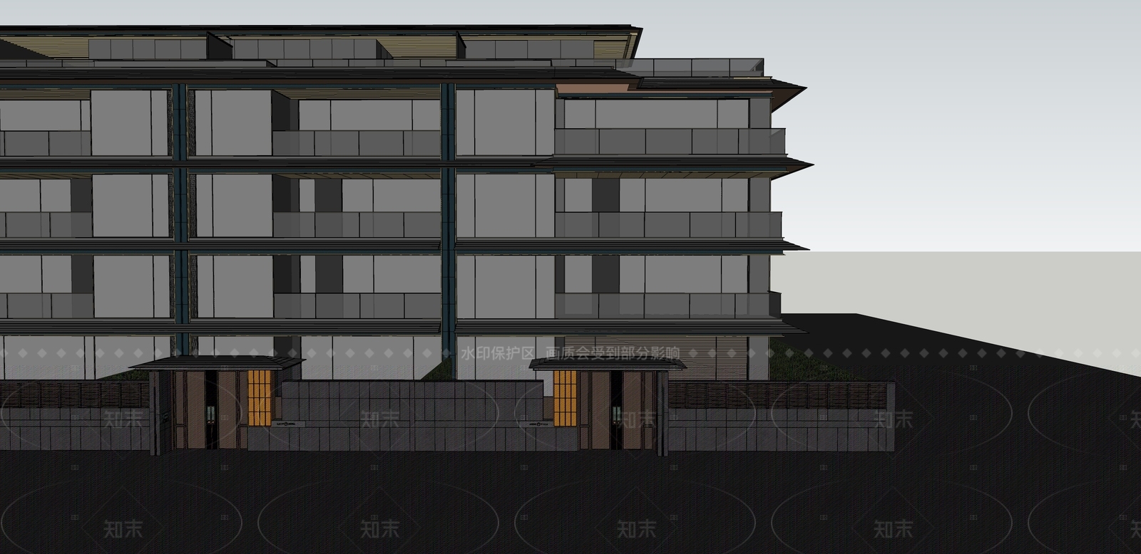 简约新中式多层住宅SU模型下载【ID:1205185386】